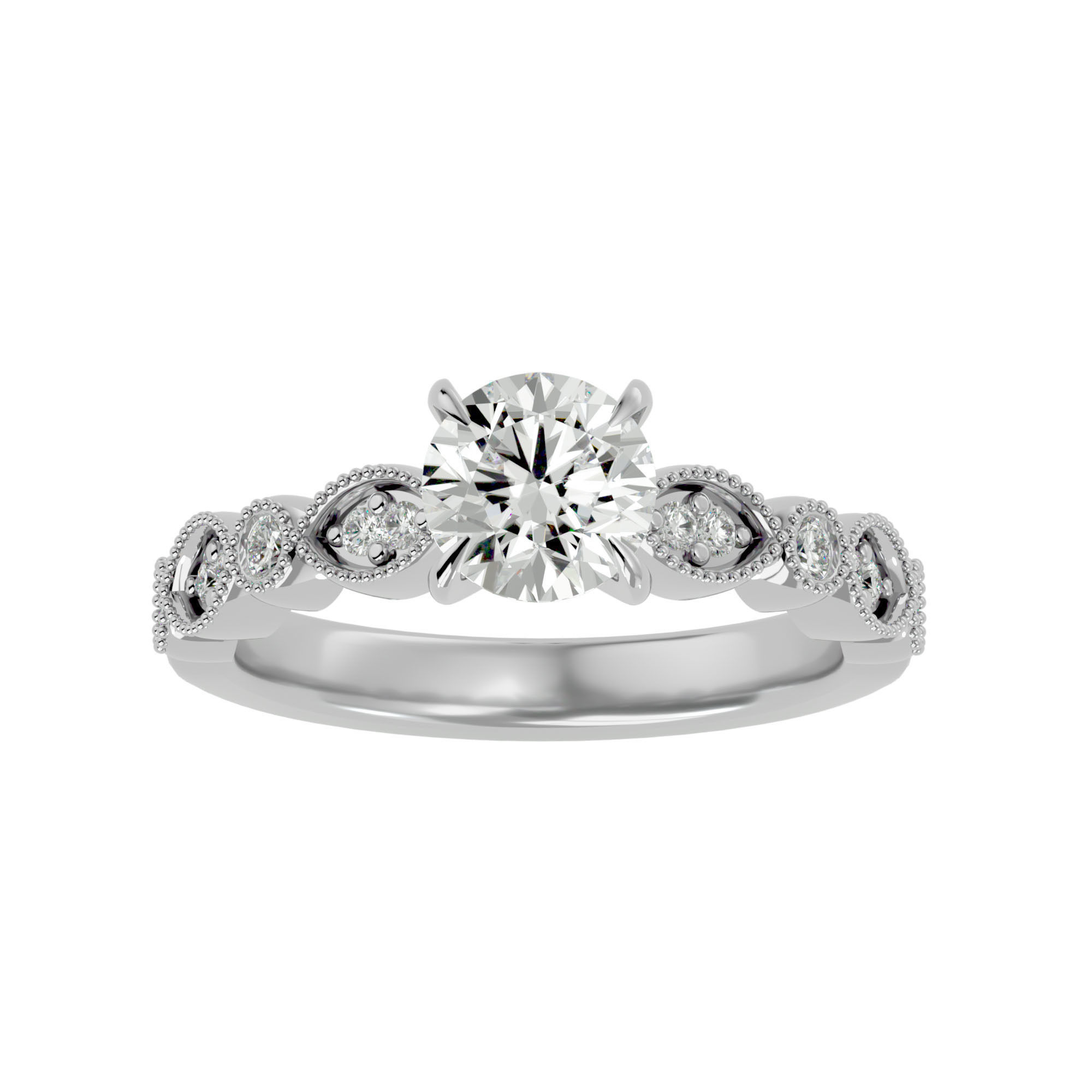 Solitaire wedding engagement ring with 360 view animation 3D print model_3