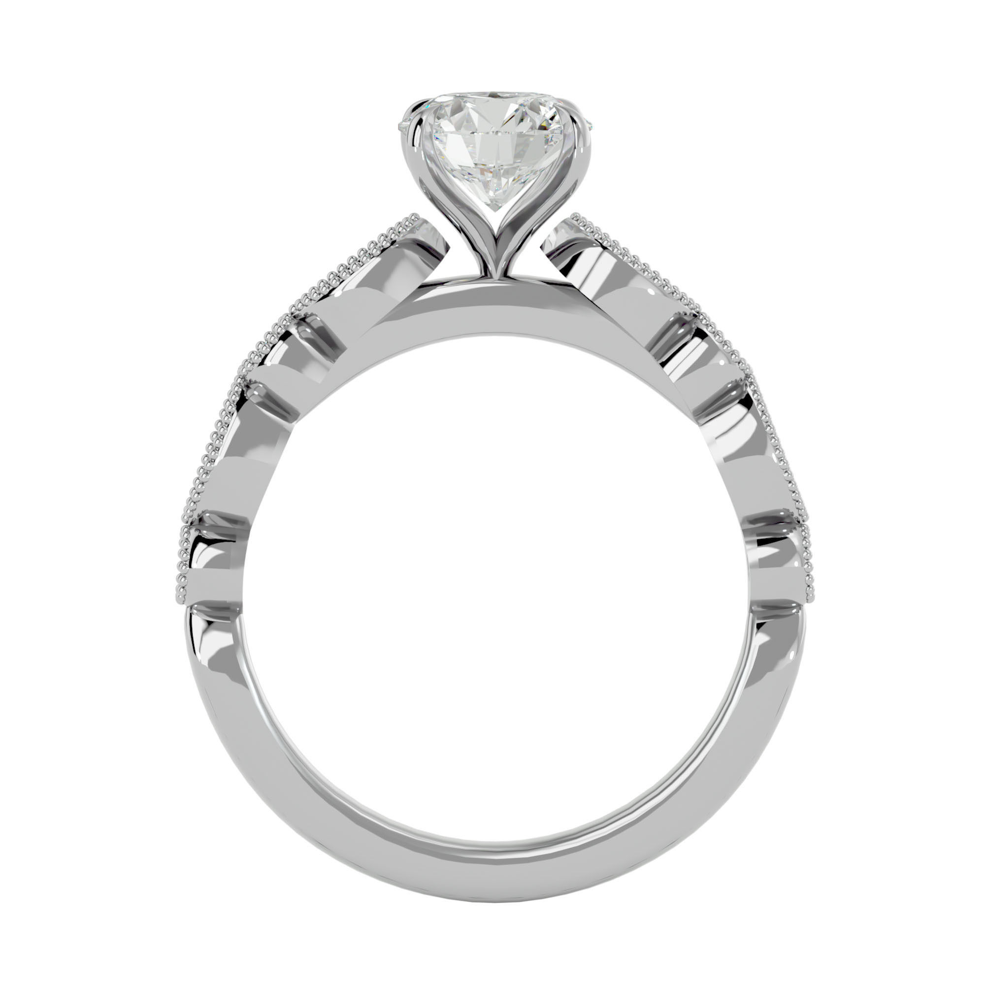 Solitaire wedding engagement ring with 360 view animation 3D print model_5