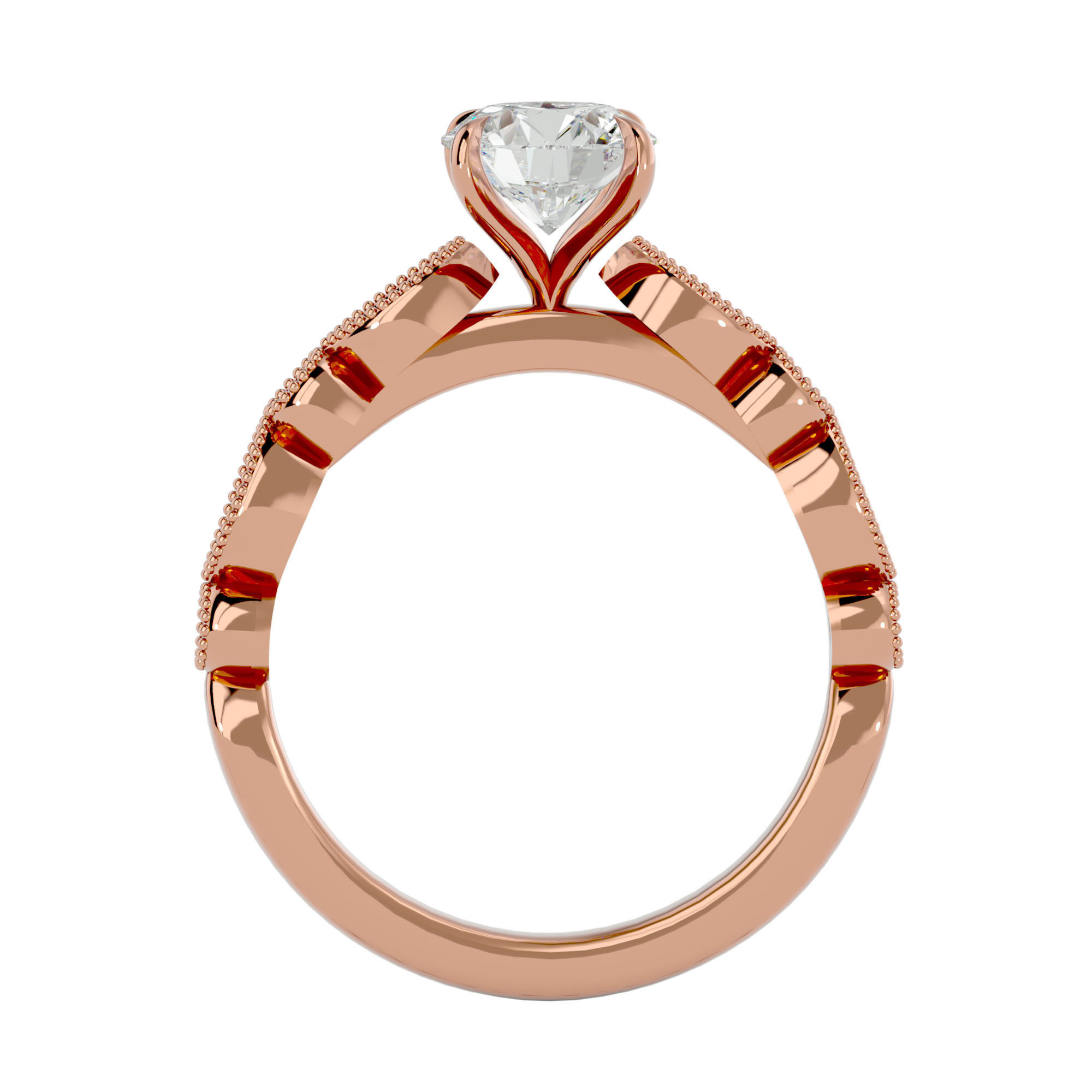Solitaire wedding engagement ring with 360 view animation 3D print model_7