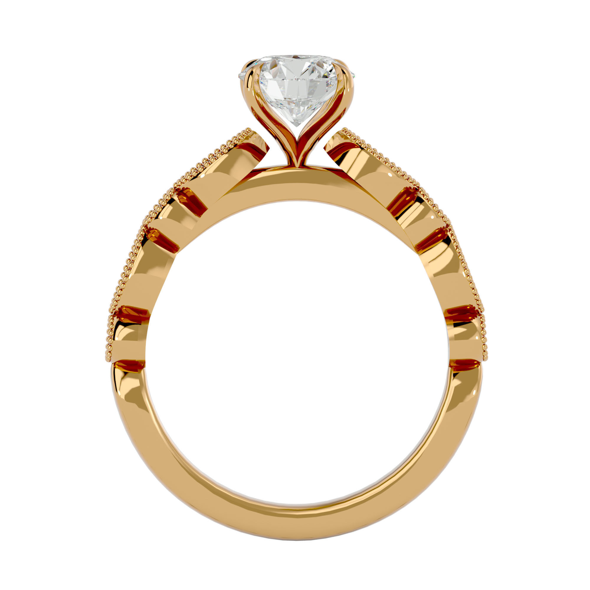 Solitaire wedding engagement ring with 360 view animation 3D print model_6