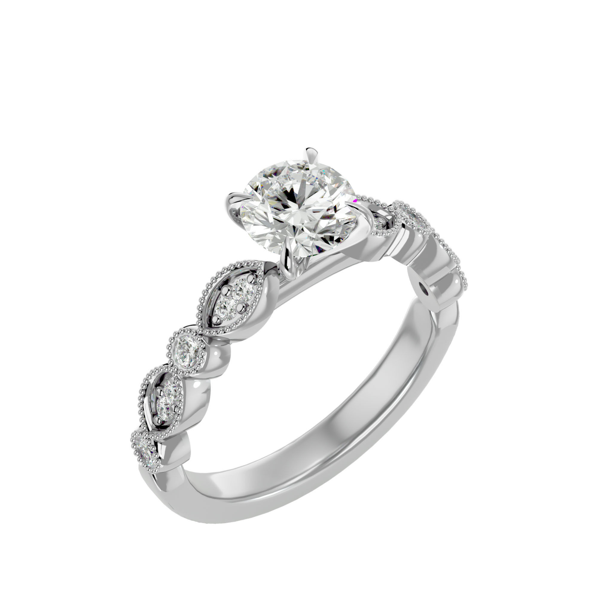 Solitaire wedding engagement ring with 360 view animation 3D print model_11