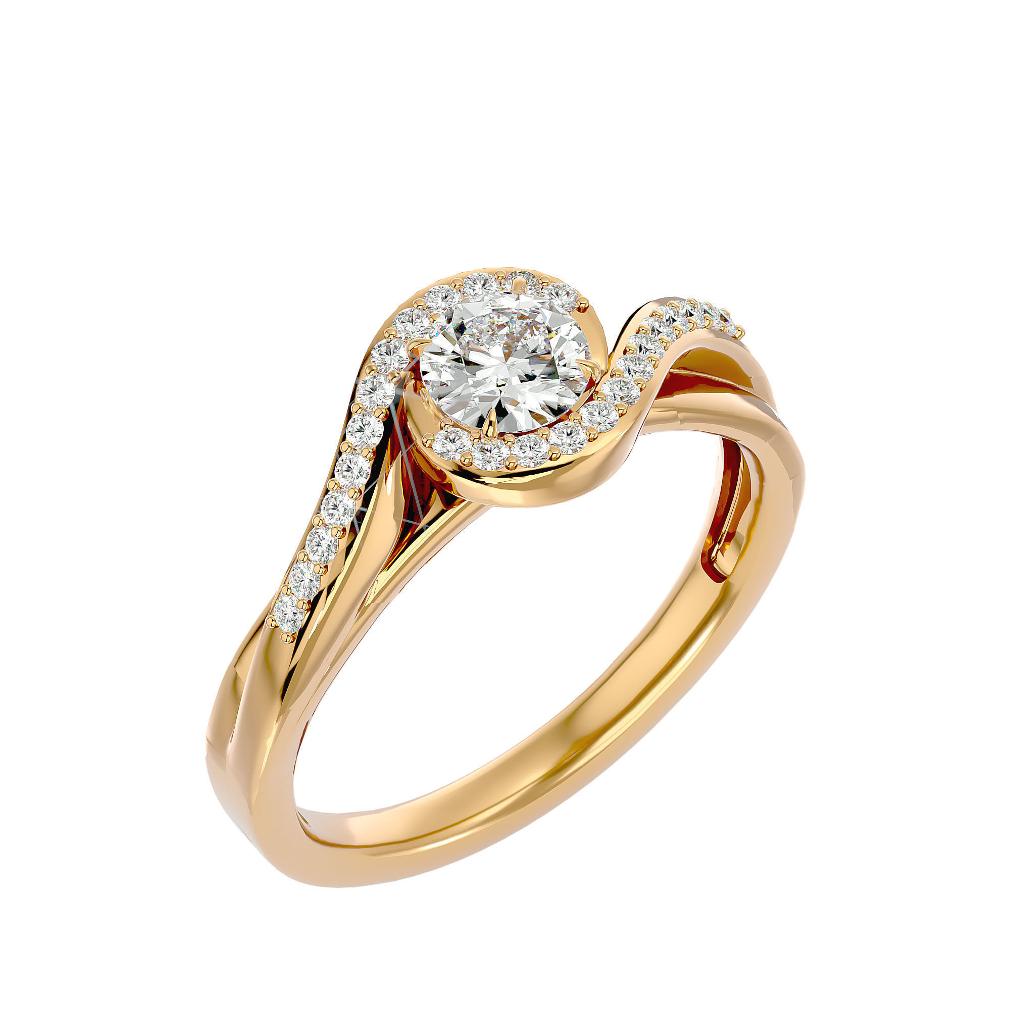 Solitaire wedding engagement ring with 360 view animation 3D print model_11