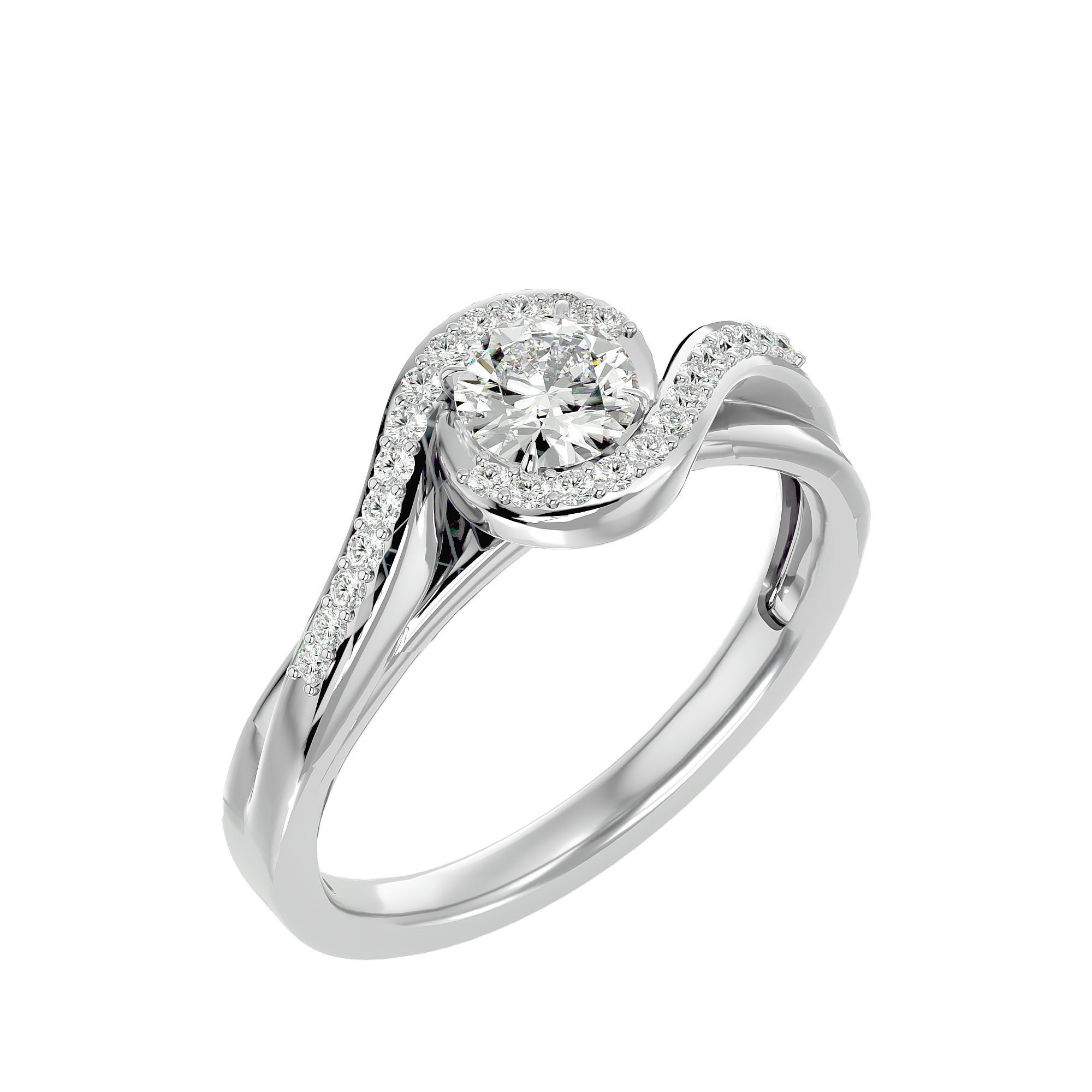 Solitaire wedding engagement ring with 360 view animation 3D print model_10