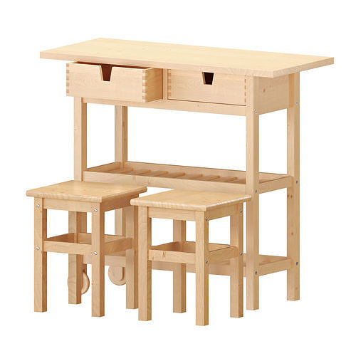 IKEA FORHOJA Kitchen Trolley And ODDVAR Stools 3D model