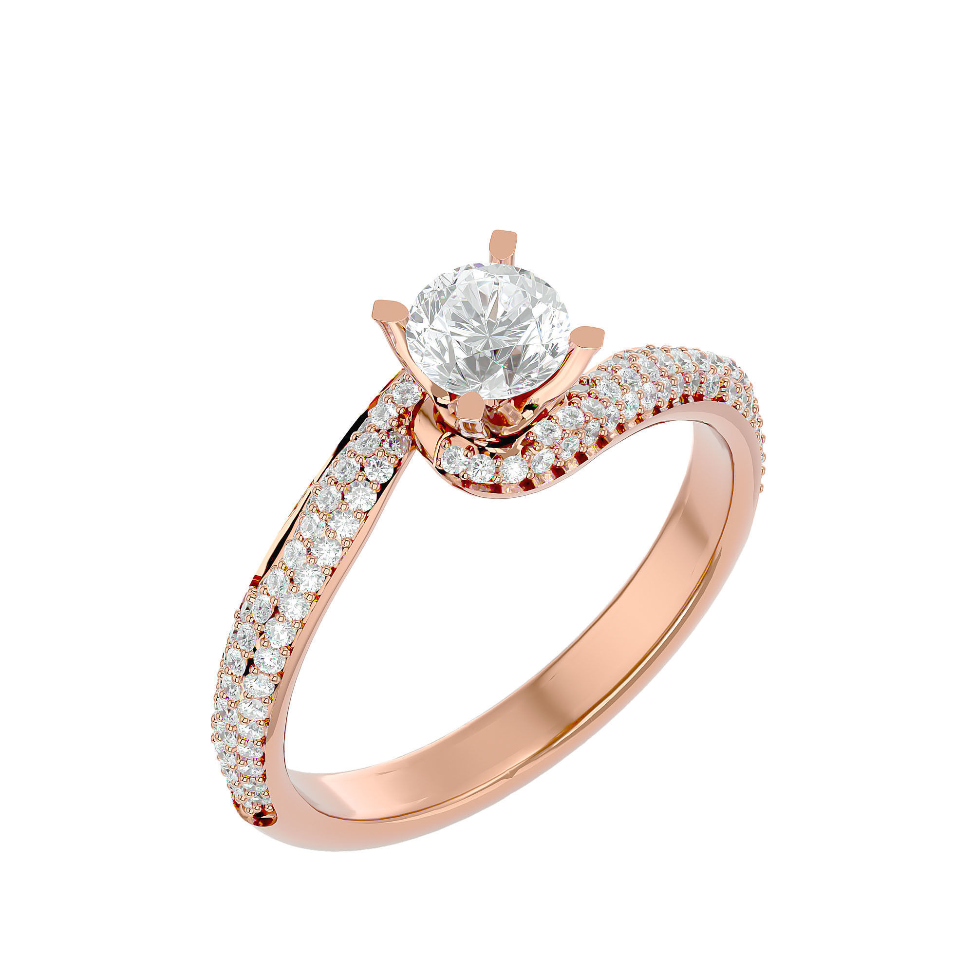 Solitaire wedding engagement ring with 360 view animation 3D print model_13