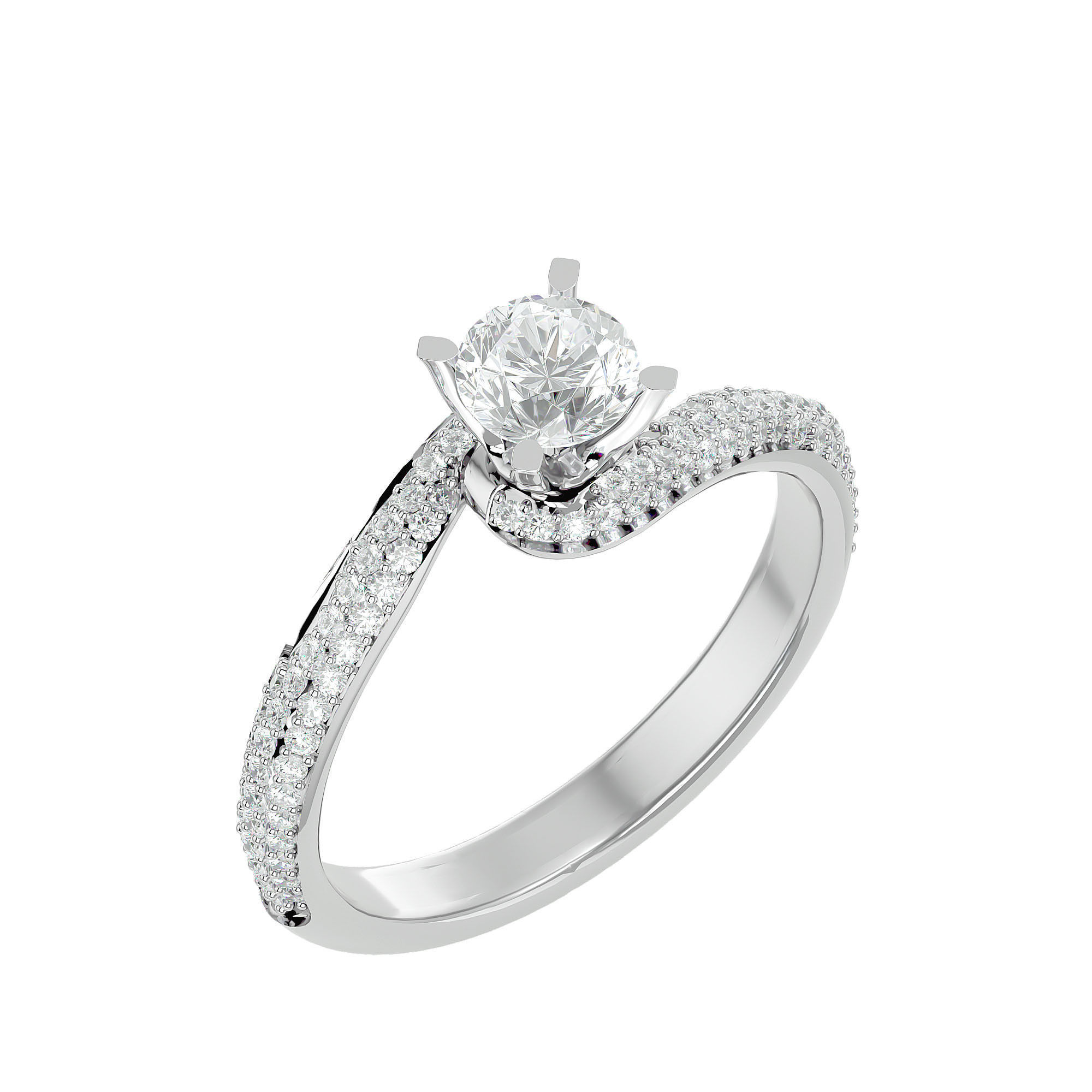 Solitaire wedding engagement ring with 360 view animation 3D print model_11