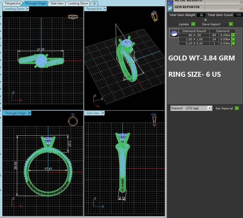 Solitaire wedding engagement ring with 360 view animation 3D print model_4