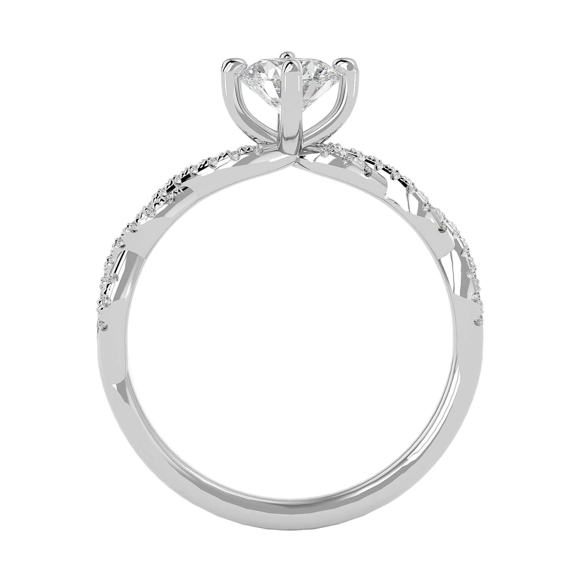 Solitaire wedding engagement ring with 360 view animation 3D print model_5