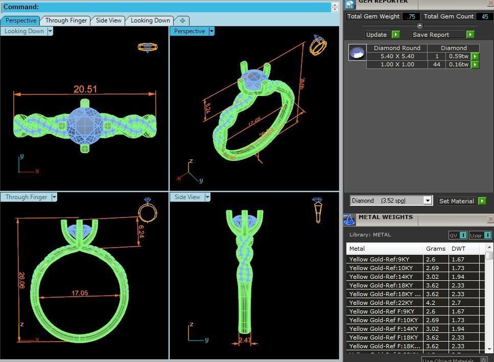 Solitaire wedding engagement ring with 360 view animation 3D print model_4