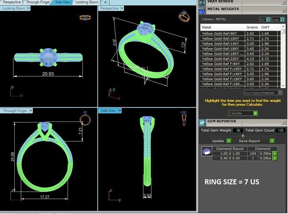 Solitaire wedding engagement ring with 360 view animation 3D print model_13