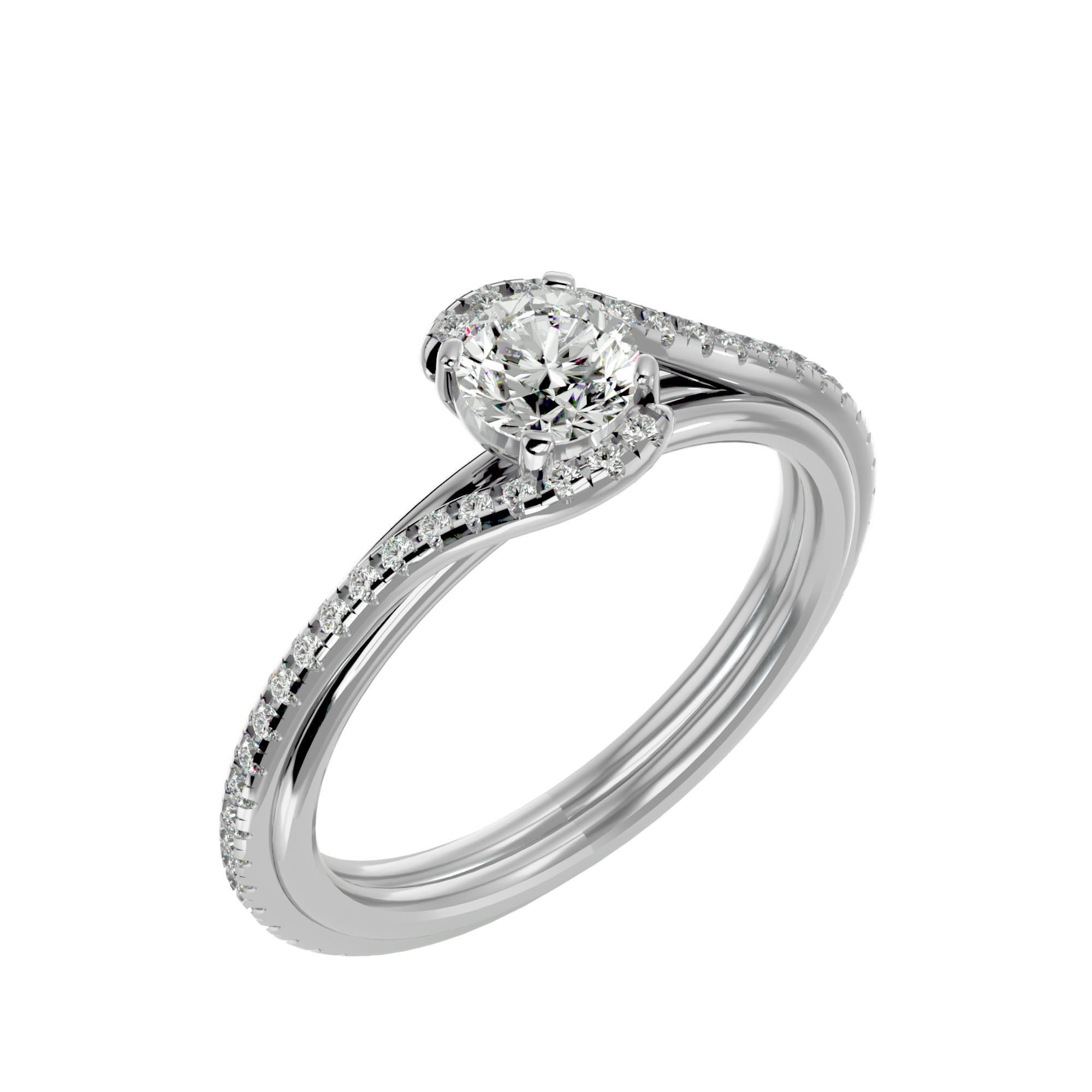 Solitaire wedding engagement ring with 360 view animation 3D print model_10