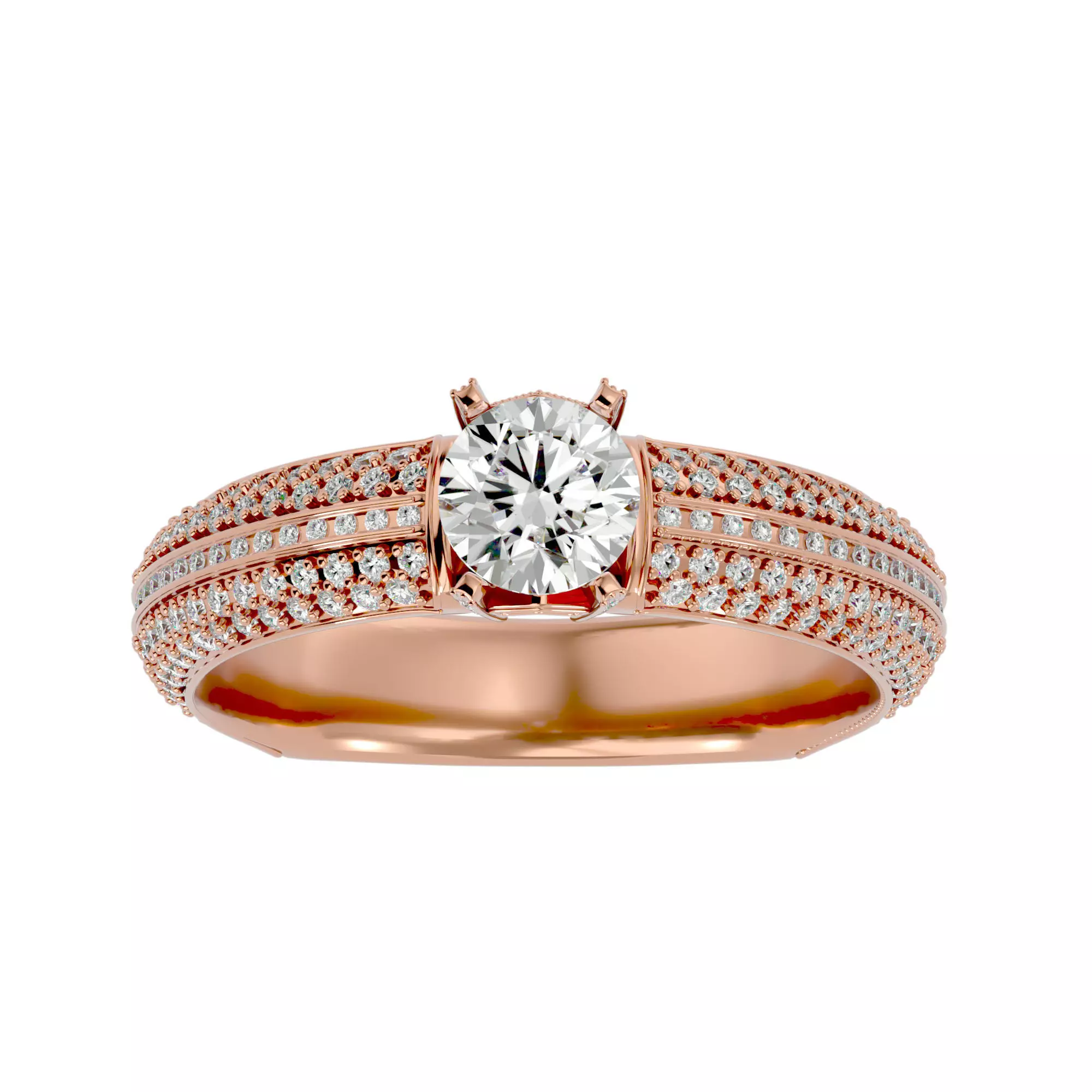 Solitaire wedding engagement ring with 360 view animation 3D print model_0