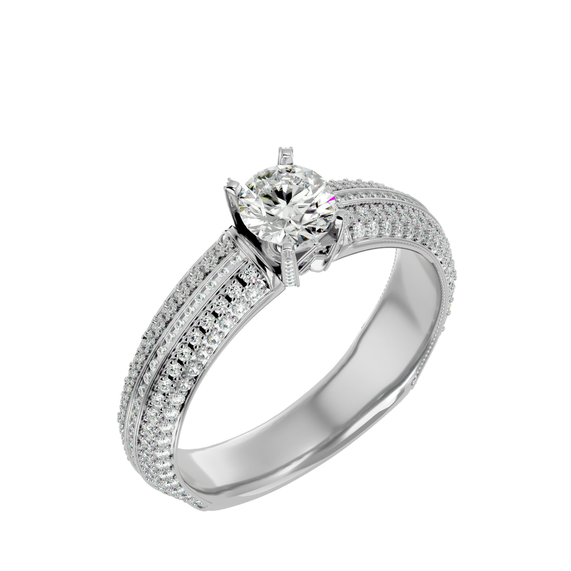 Solitaire wedding engagement ring with 360 view animation 3D print model_11