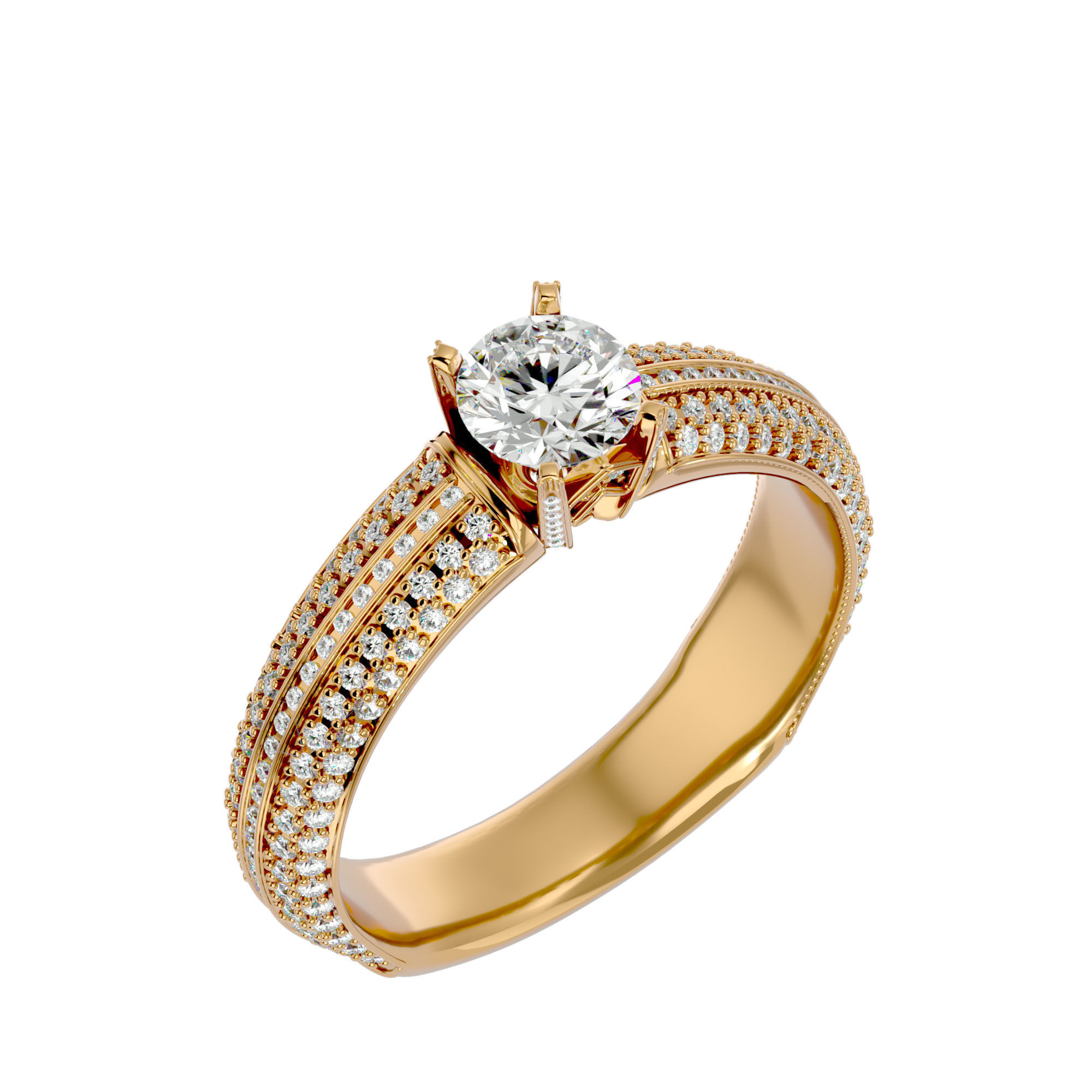 Solitaire wedding engagement ring with 360 view animation 3D print model_12
