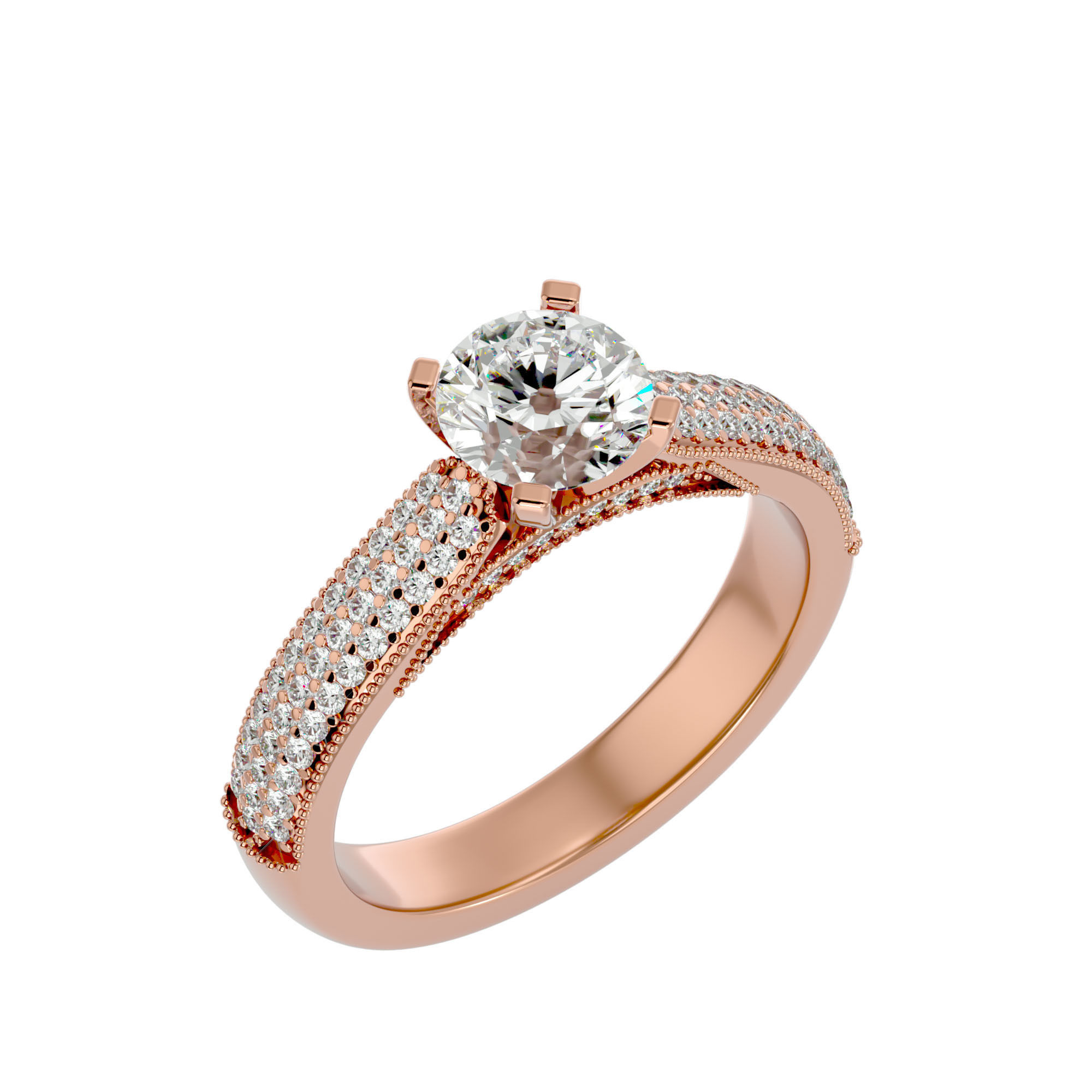 Solitaire wedding engagement ring with 360 view animation 3D print model_13