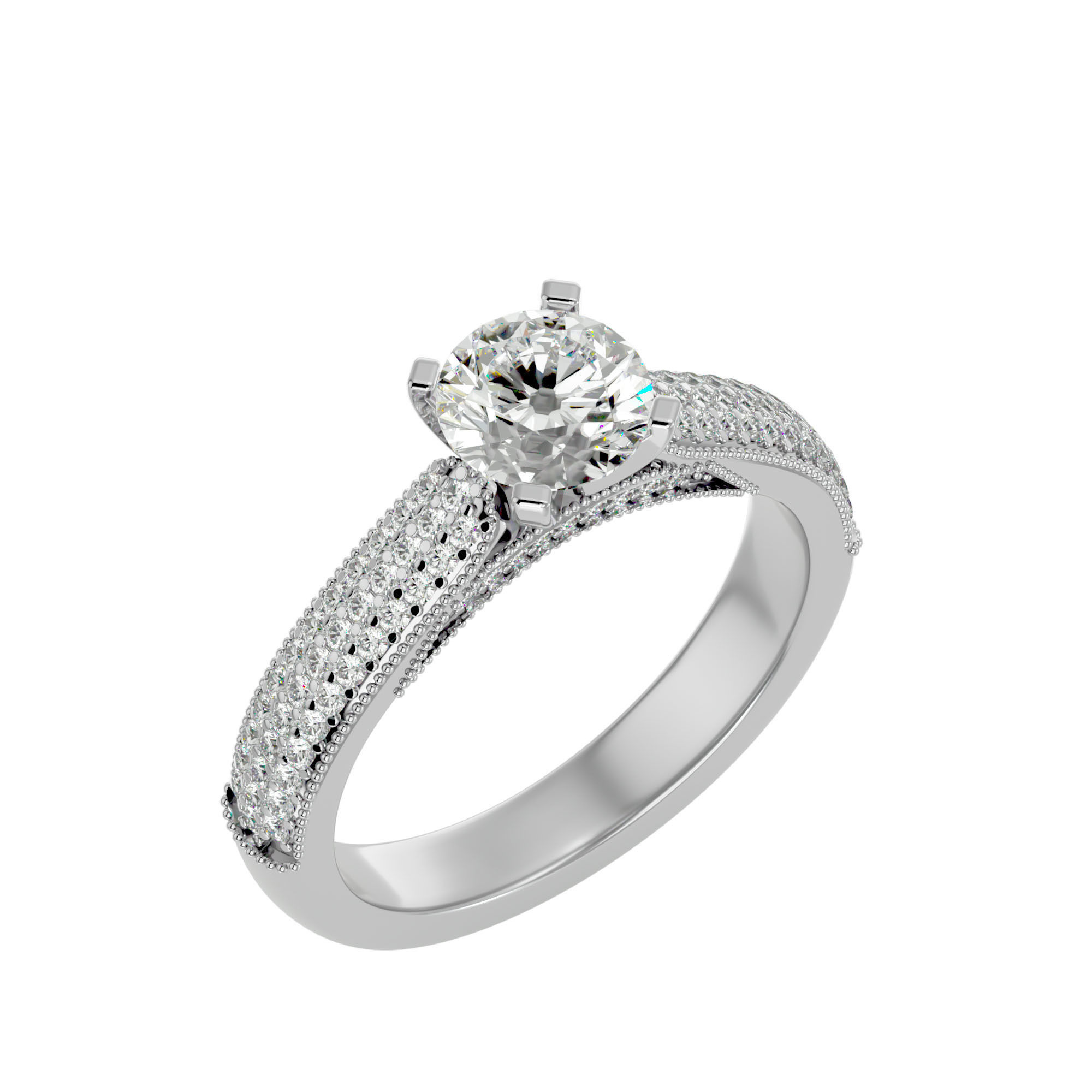 Solitaire wedding engagement ring with 360 view animation 3D print model_11
