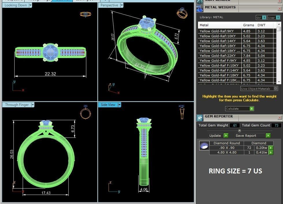 Solitaire wedding engagement ring with 360 view animation 3D print model_4