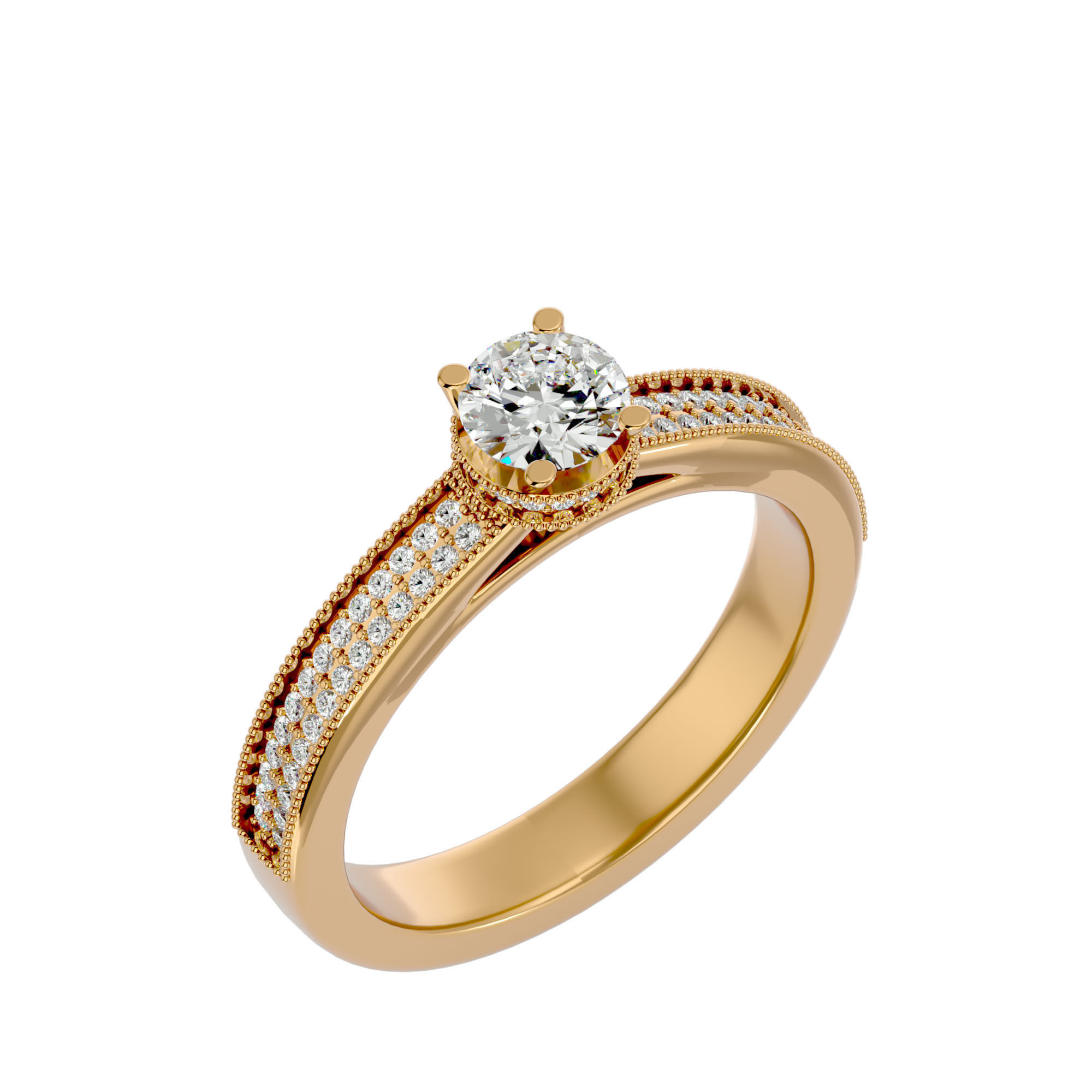 Solitaire wedding engagement ring with 360 view animation 3D print model_12