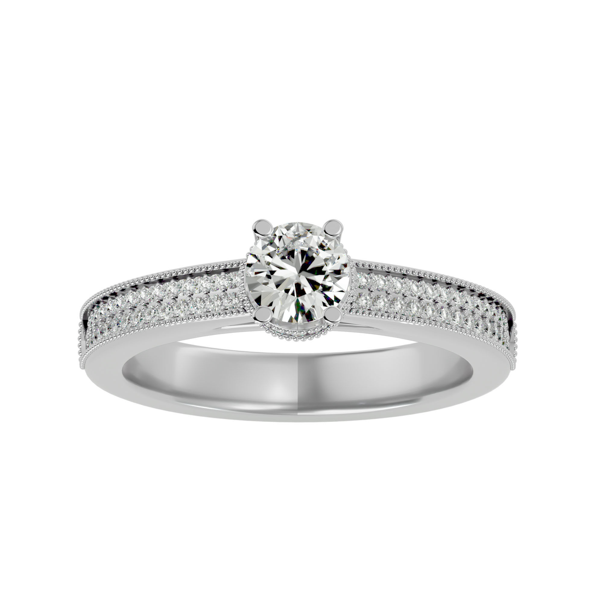 Solitaire wedding engagement ring with 360 view animation 3D print model_3