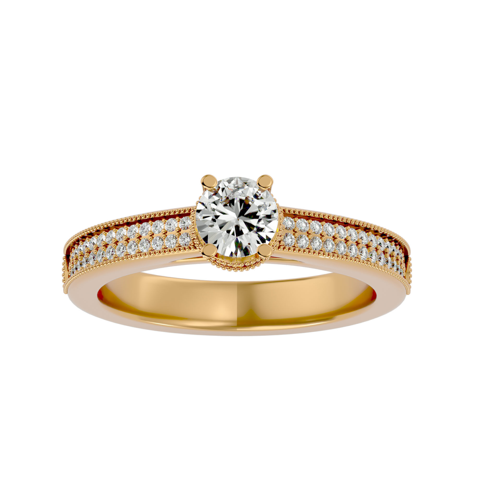 Solitaire wedding engagement ring with 360 view animation 3D print model_2