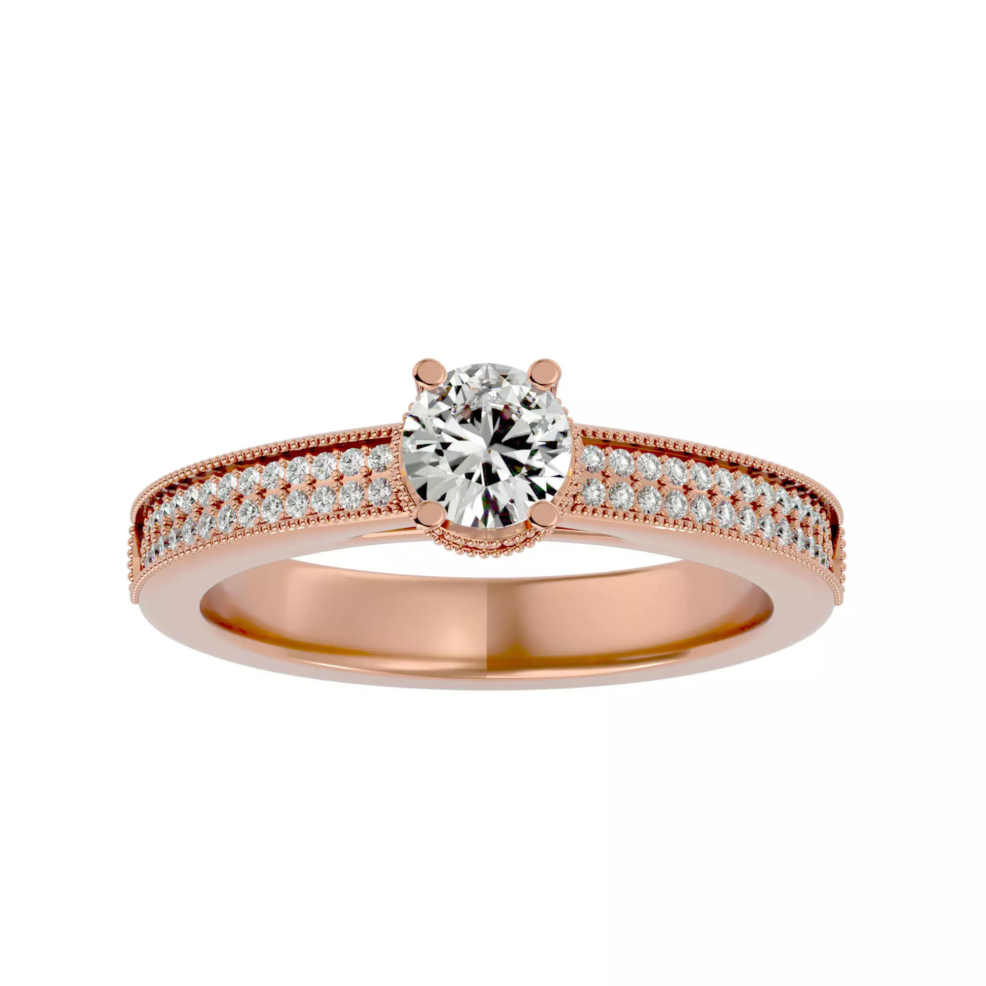 Solitaire wedding engagement ring with 360 view animation 3D print model_0