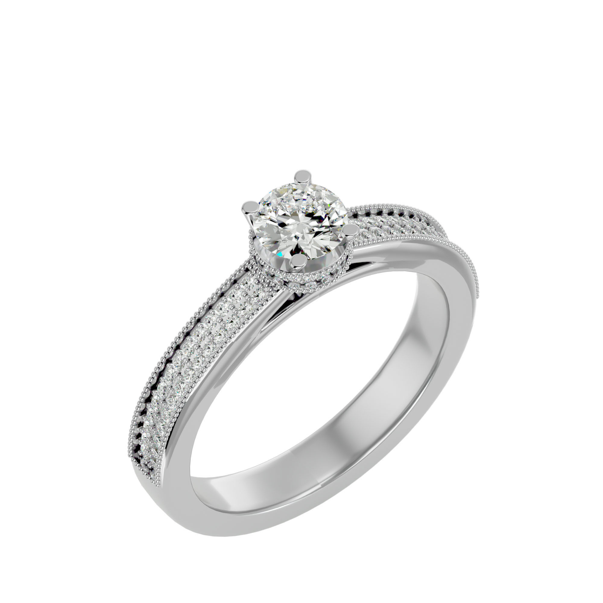 Solitaire wedding engagement ring with 360 view animation 3D print model_11