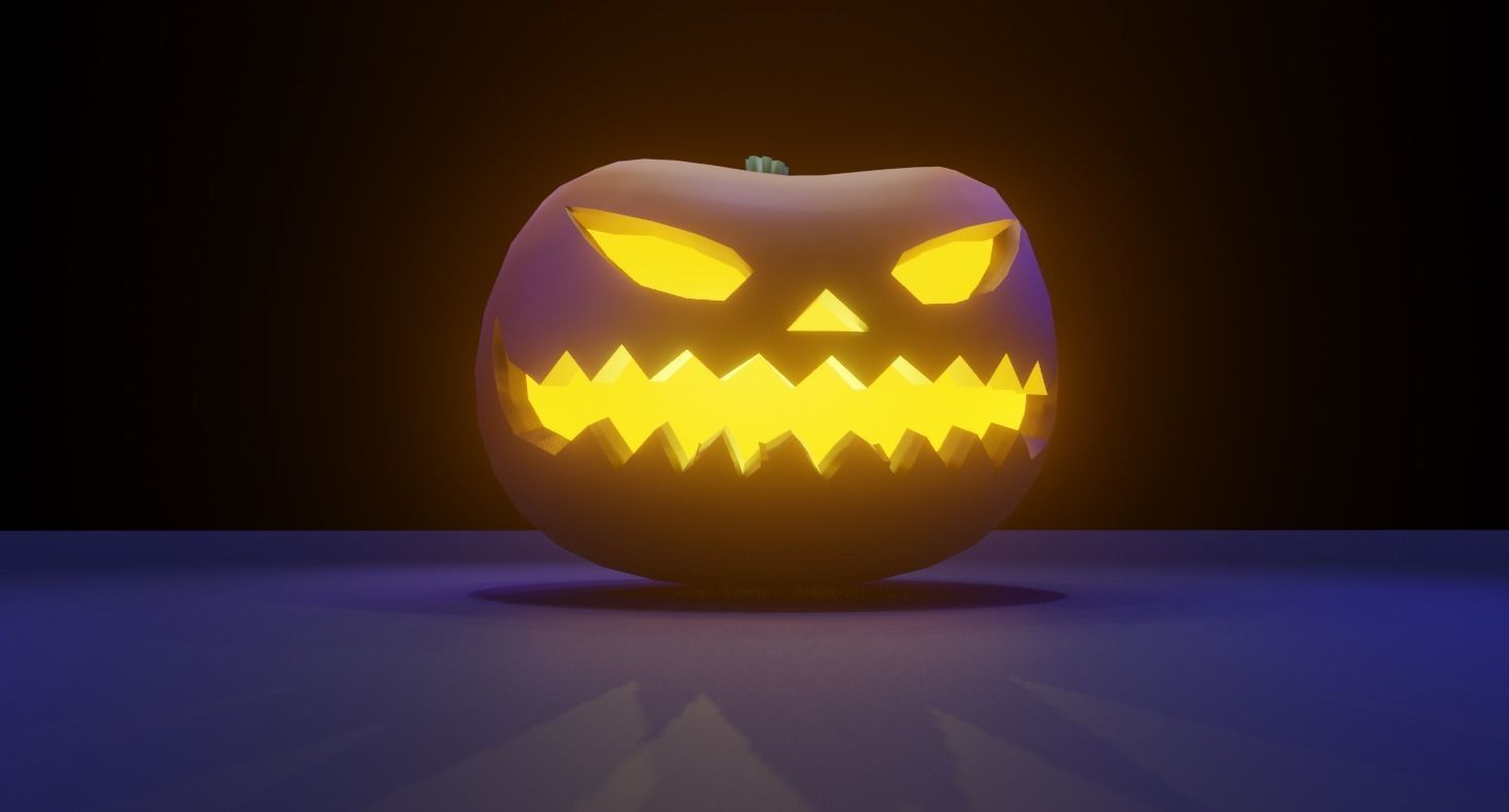Halloween Pumpkin Low-poly 3D model_2