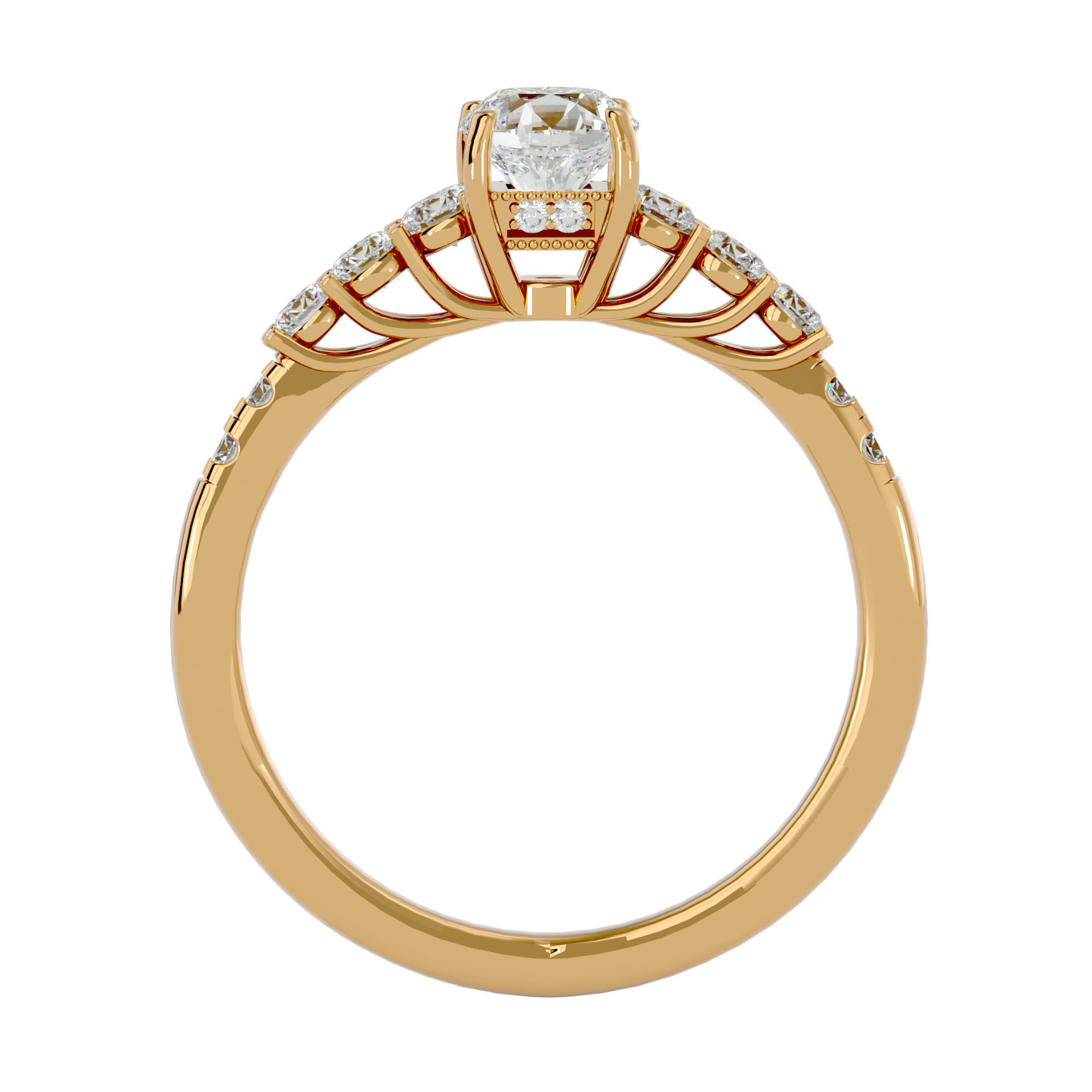 Solitaire wedding engagement ring with 360 view animation 3D print model_5