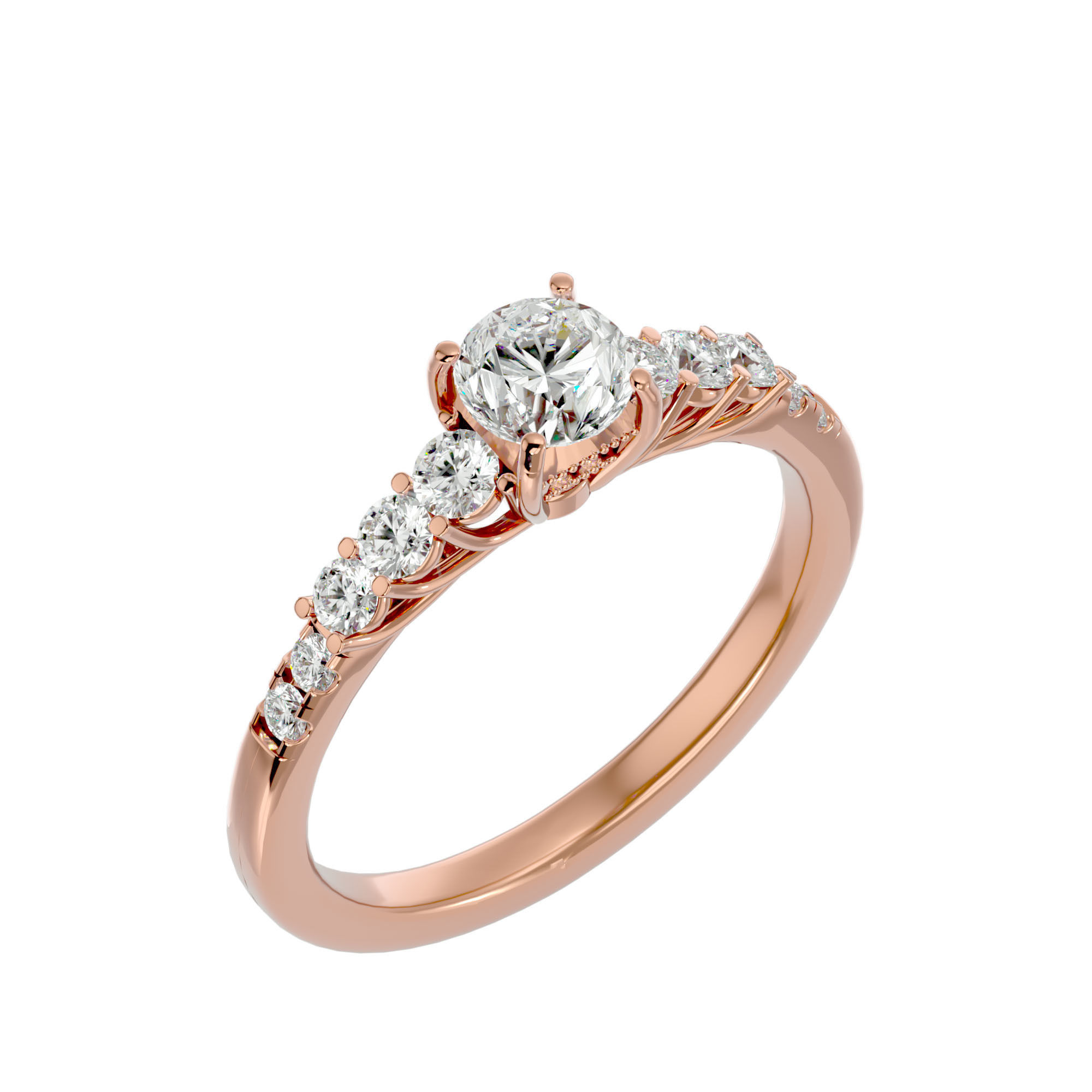 Solitaire wedding engagement ring with 360 view animation 3D print model_12