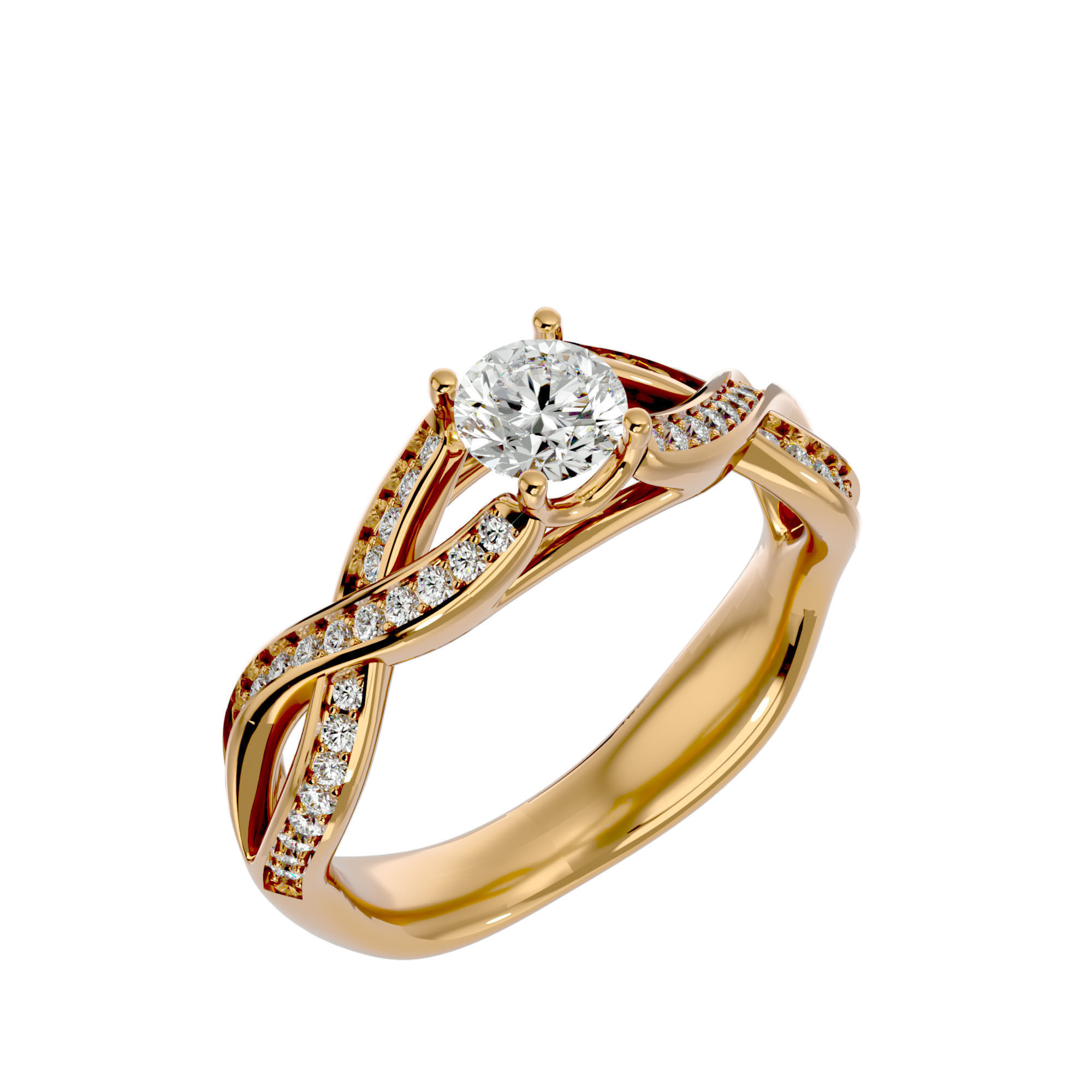Solitaire wedding engagement ring with 360 view animation 3D print model_12