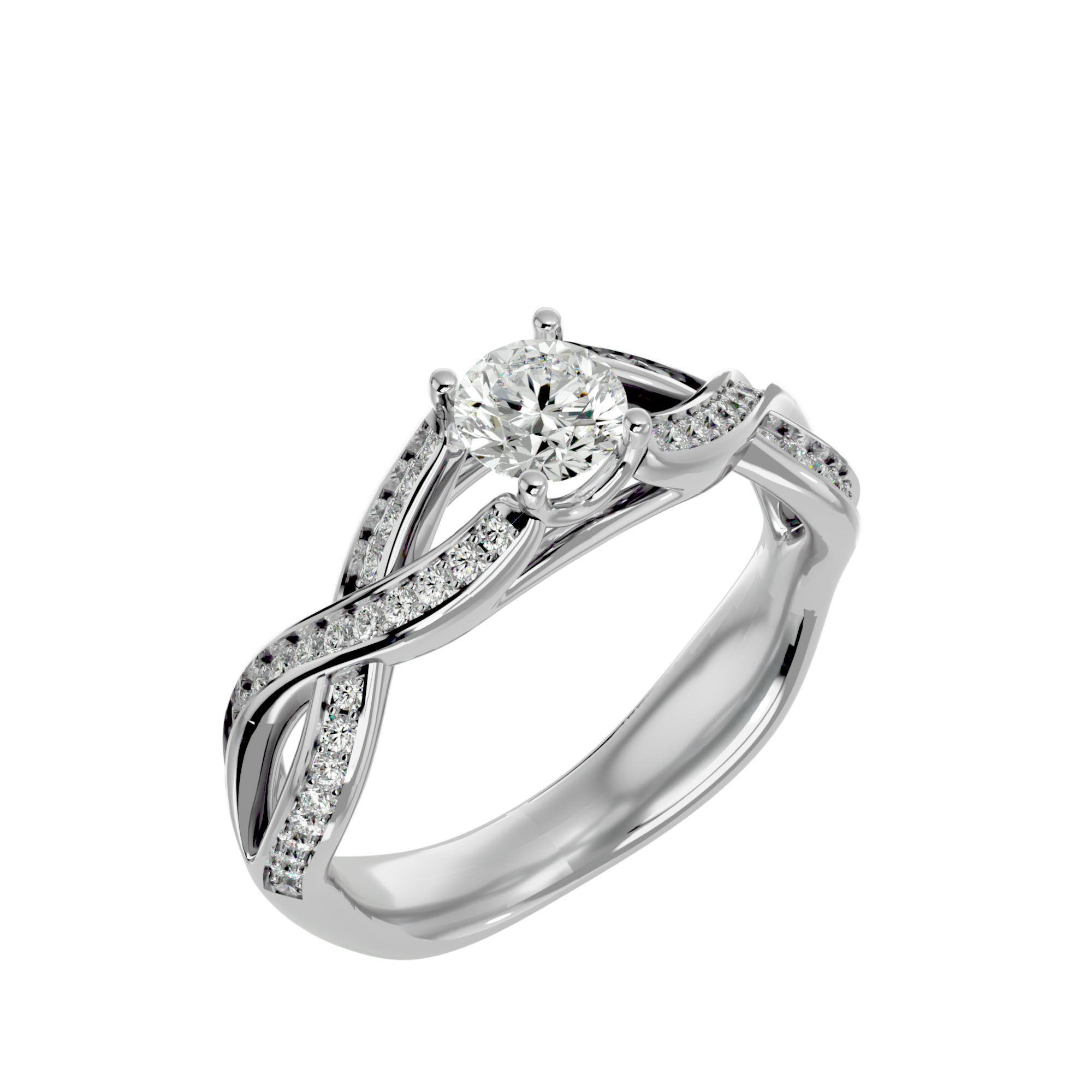 Solitaire wedding engagement ring with 360 view animation 3D print model_11