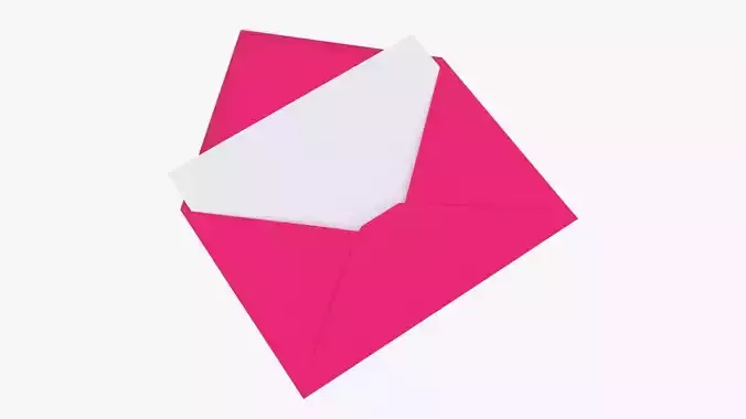 Envelope mockup 05 open pink 3D model