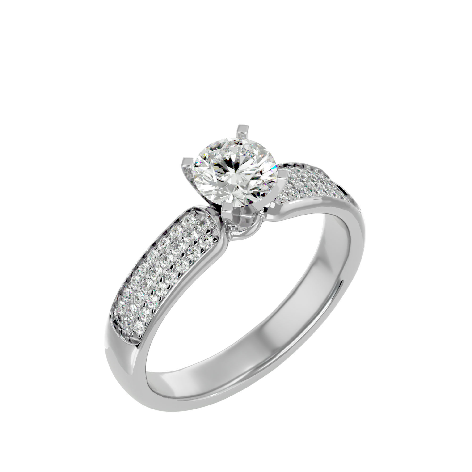 Solitaire wedding engagement ring with 360 view animation 3D print model_11