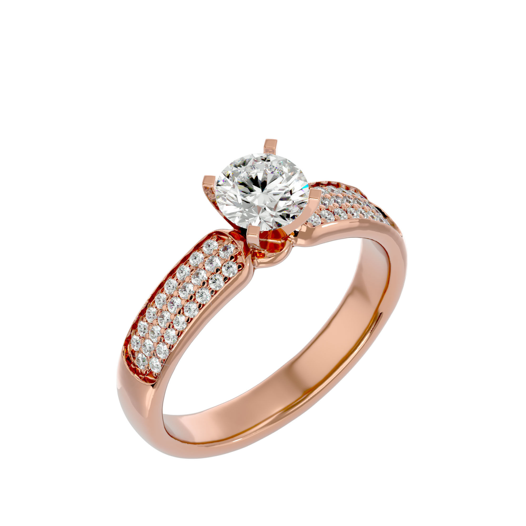 Solitaire wedding engagement ring with 360 view animation 3D print model_13