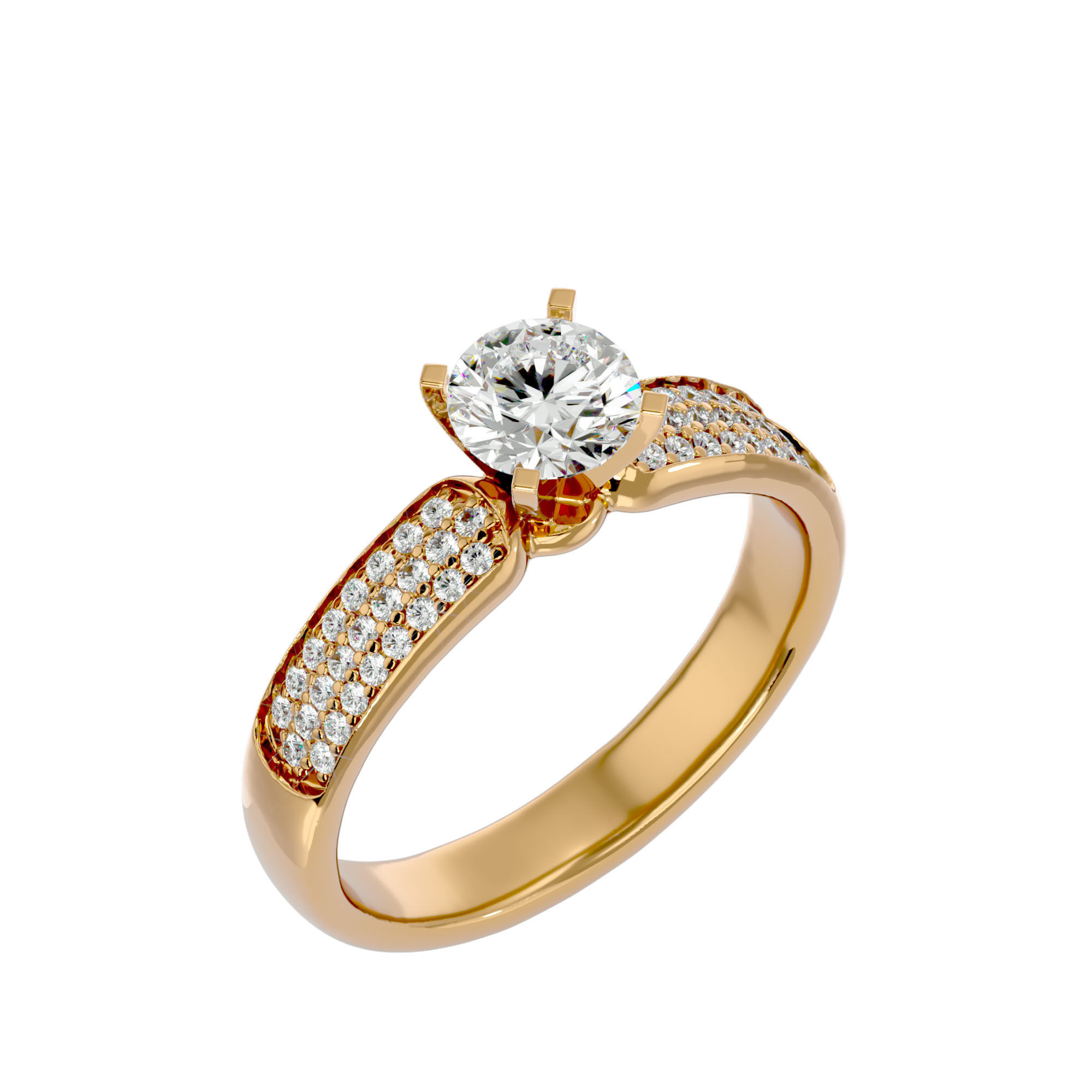 Solitaire wedding engagement ring with 360 view animation 3D print model_12