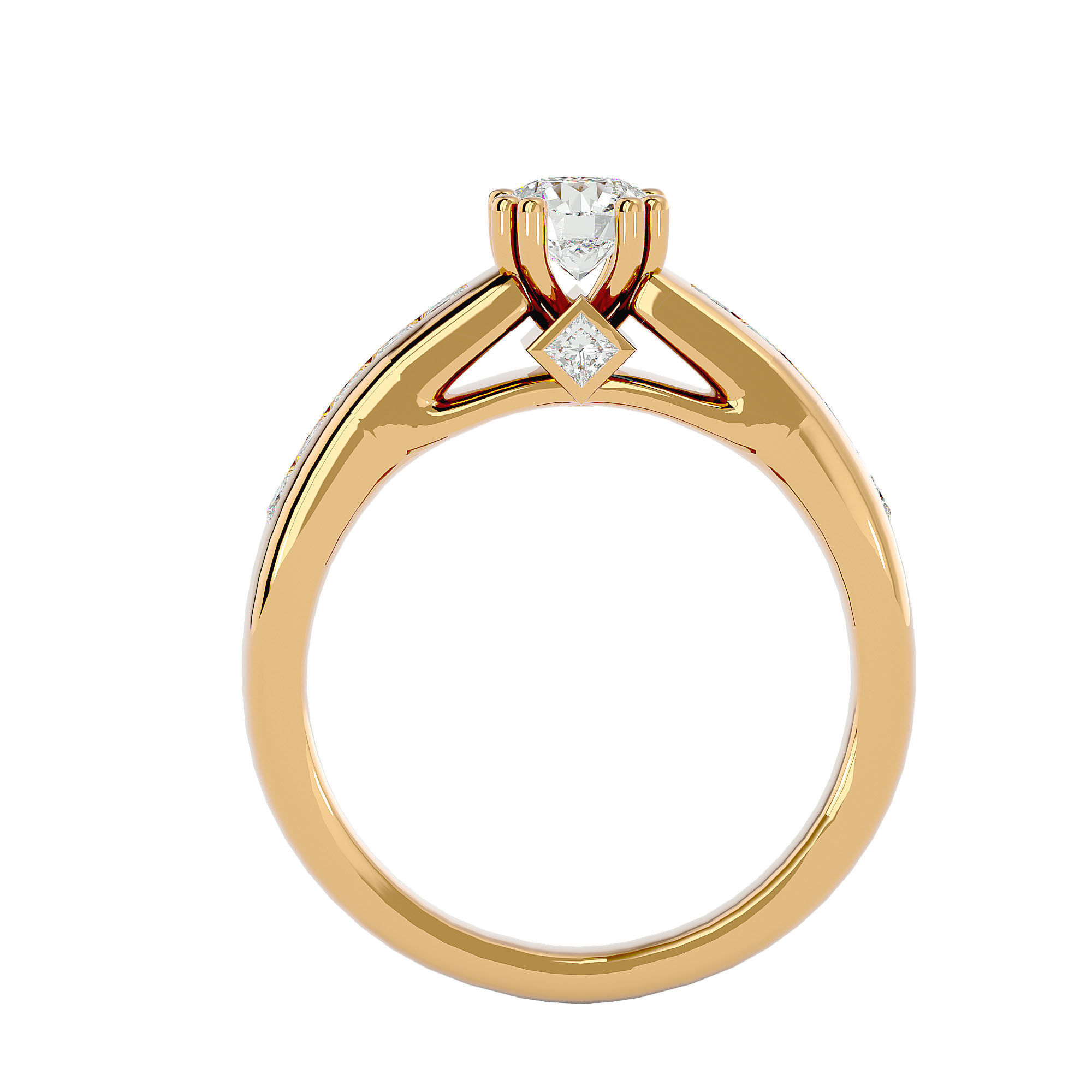 Solitaire wedding engagement ring with 360 view animation 3D print model_5