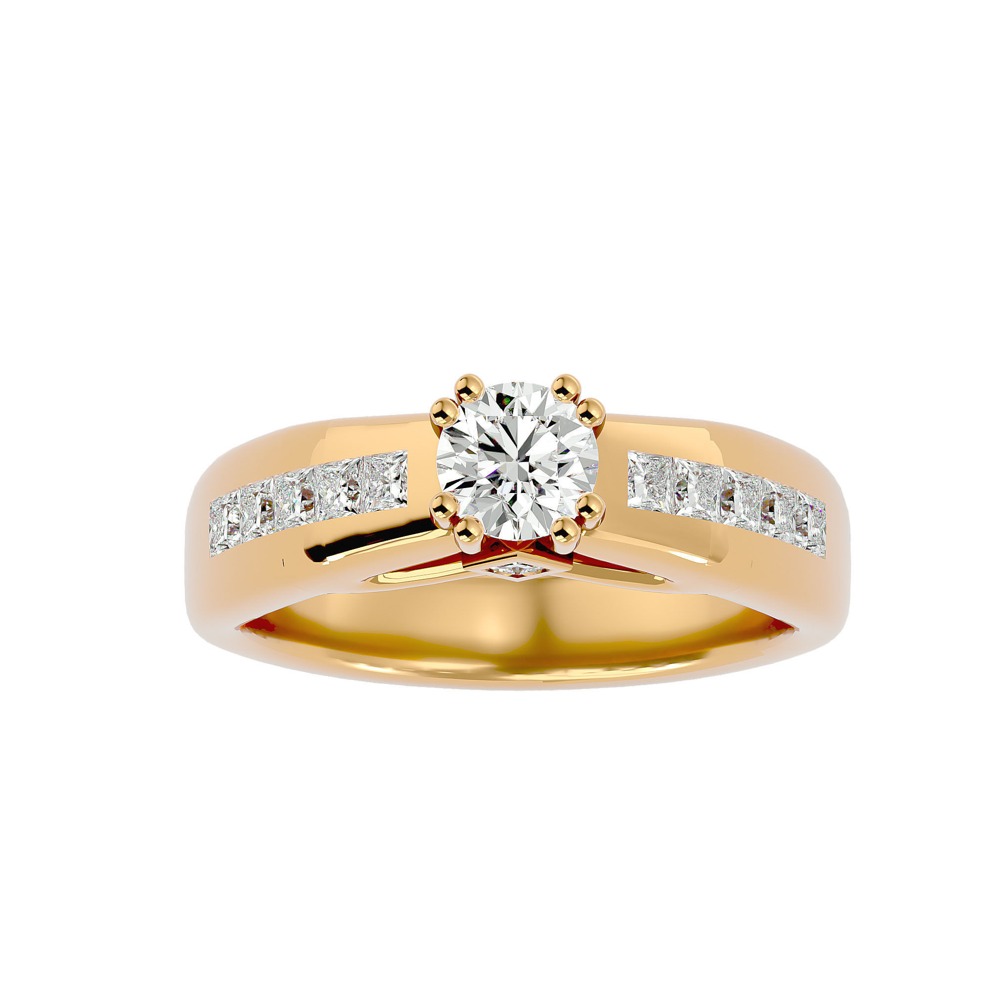 Solitaire wedding engagement ring with 360 view animation 3D print model_1