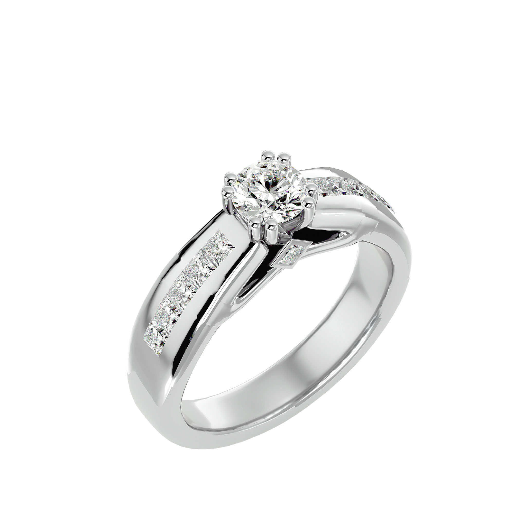 Solitaire wedding engagement ring with 360 view animation 3D print model_10