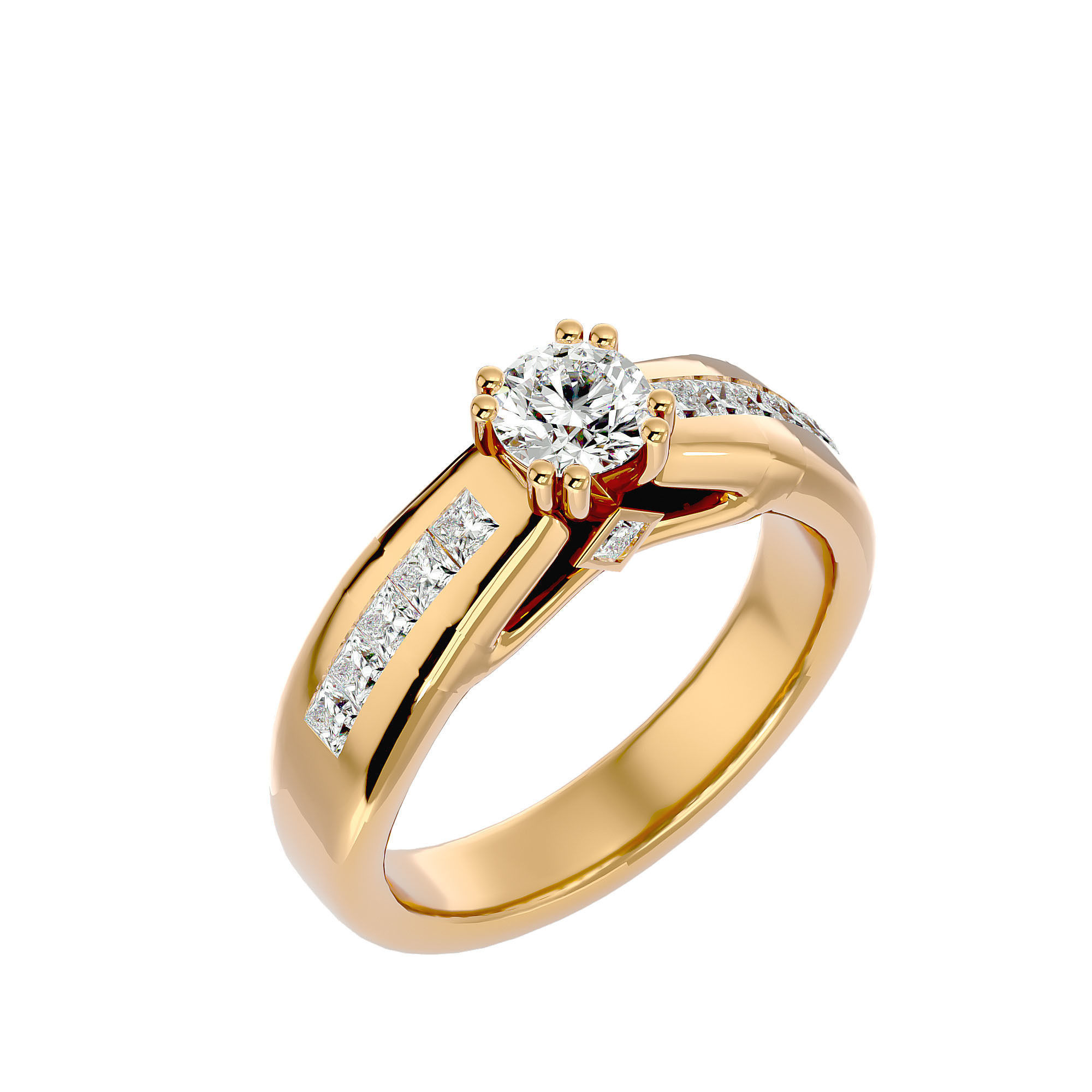 Solitaire wedding engagement ring with 360 view animation 3D print model_11