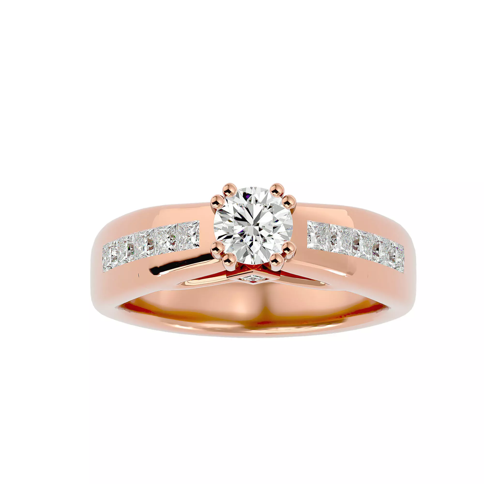 Solitaire wedding engagement ring with 360 view animation 3D print model_0