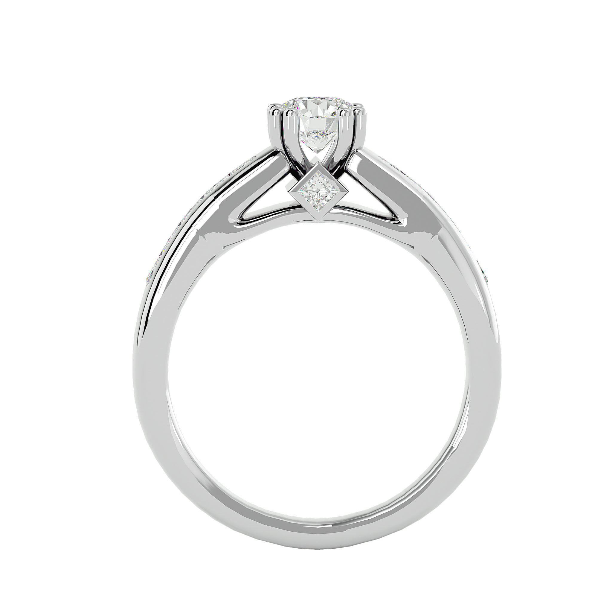 Solitaire wedding engagement ring with 360 view animation 3D print model_4