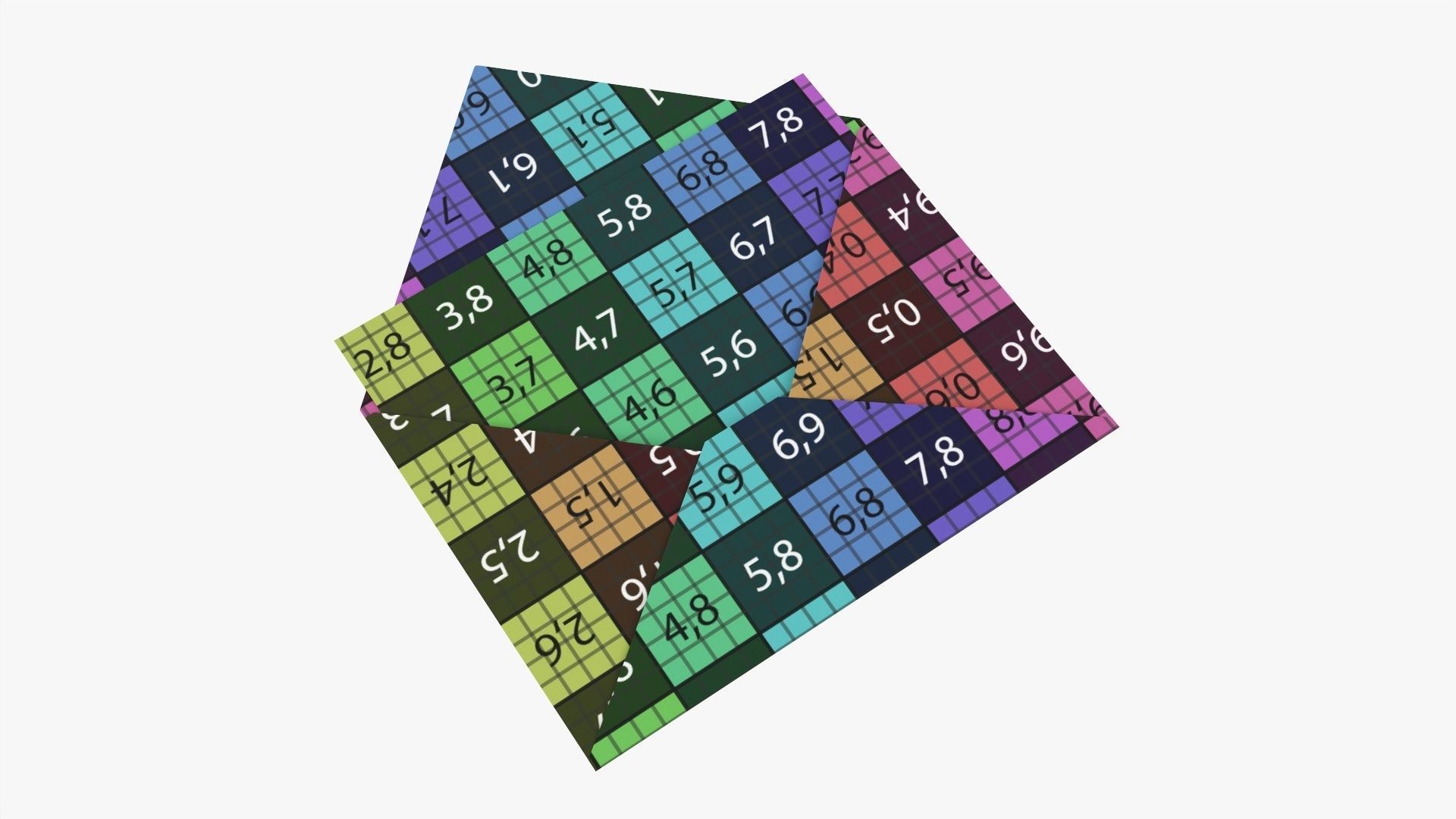 Envelope mockup 05 open pink white 3D model_7