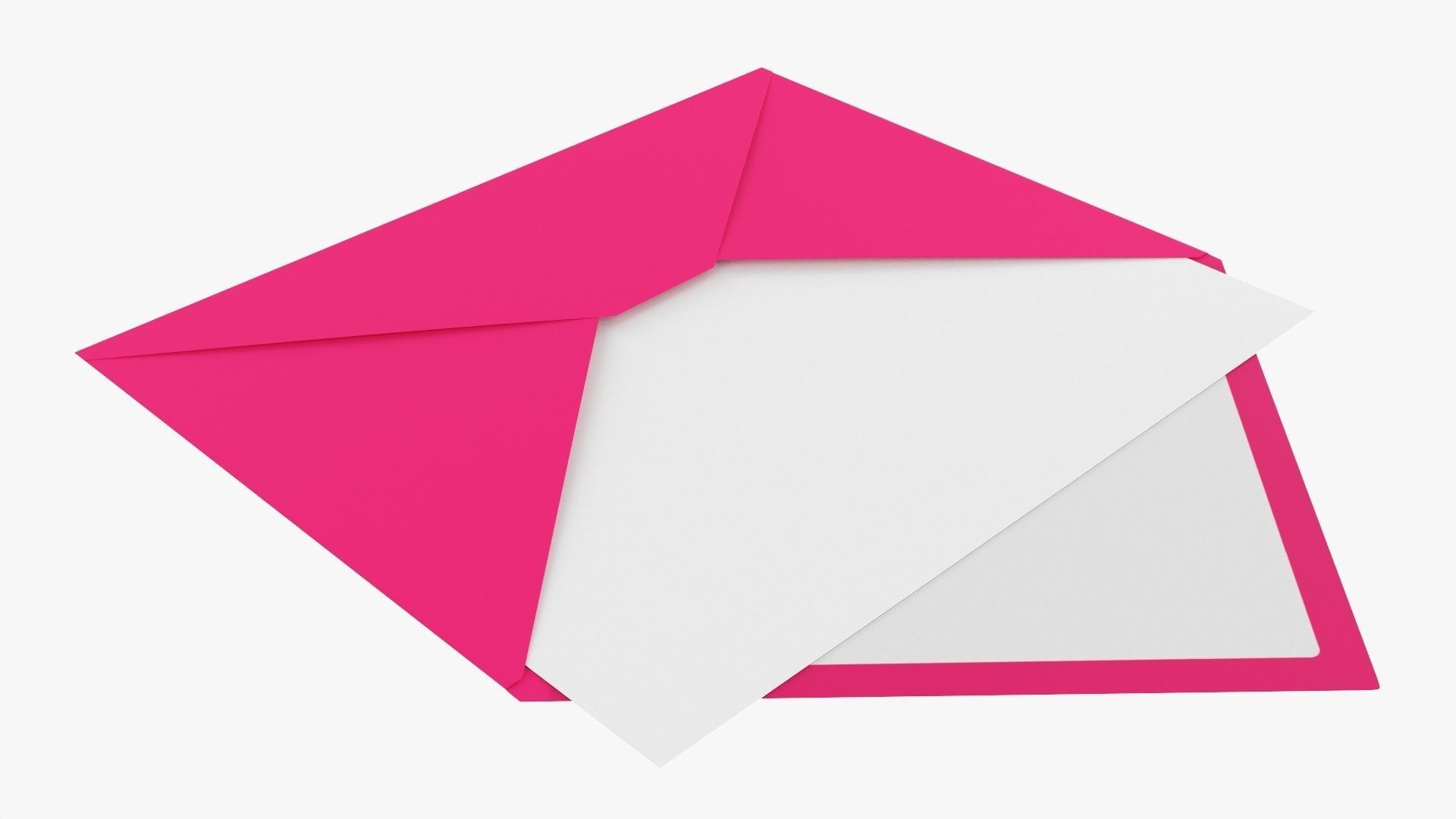 Envelope mockup 05 open pink white 3D model_1
