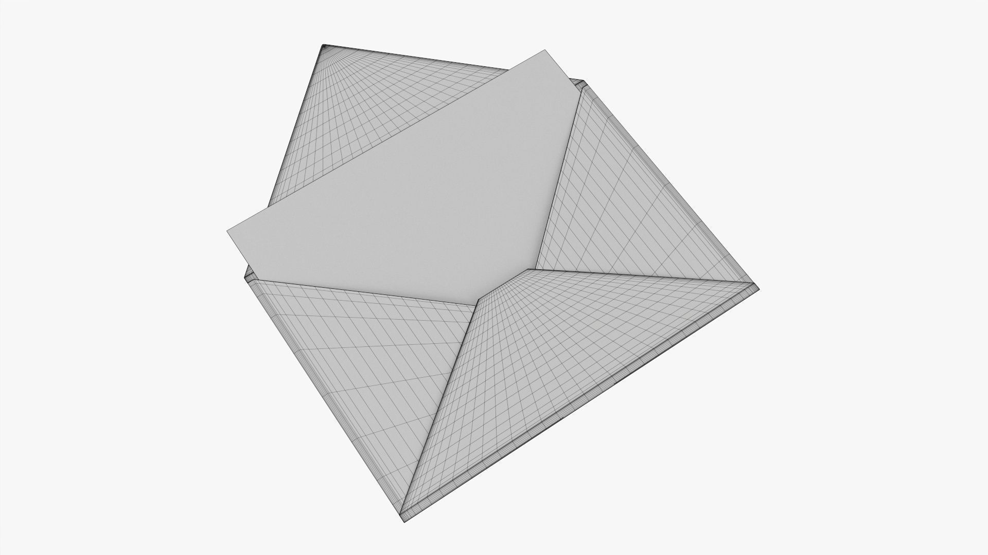 Envelope mockup 05 open pink white 3D model_4