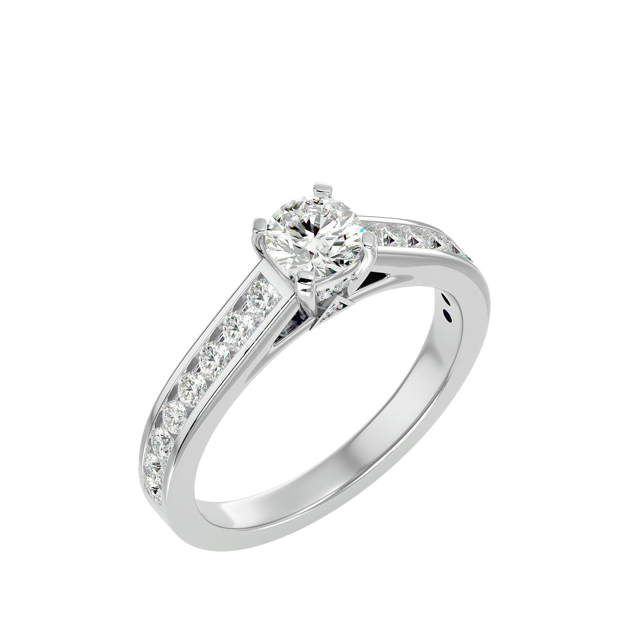 Solitaire wedding engagement ring with 360 view animation 3D print model_10