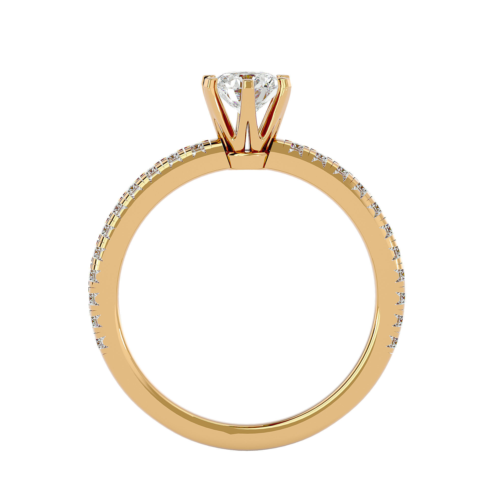 Solitaire wedding engagement ring with 360 view animation 3D print model_5