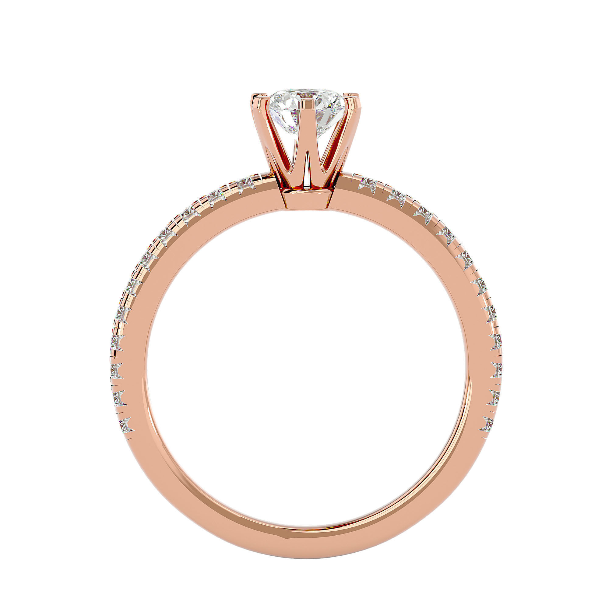 Solitaire wedding engagement ring with 360 view animation 3D print model_6