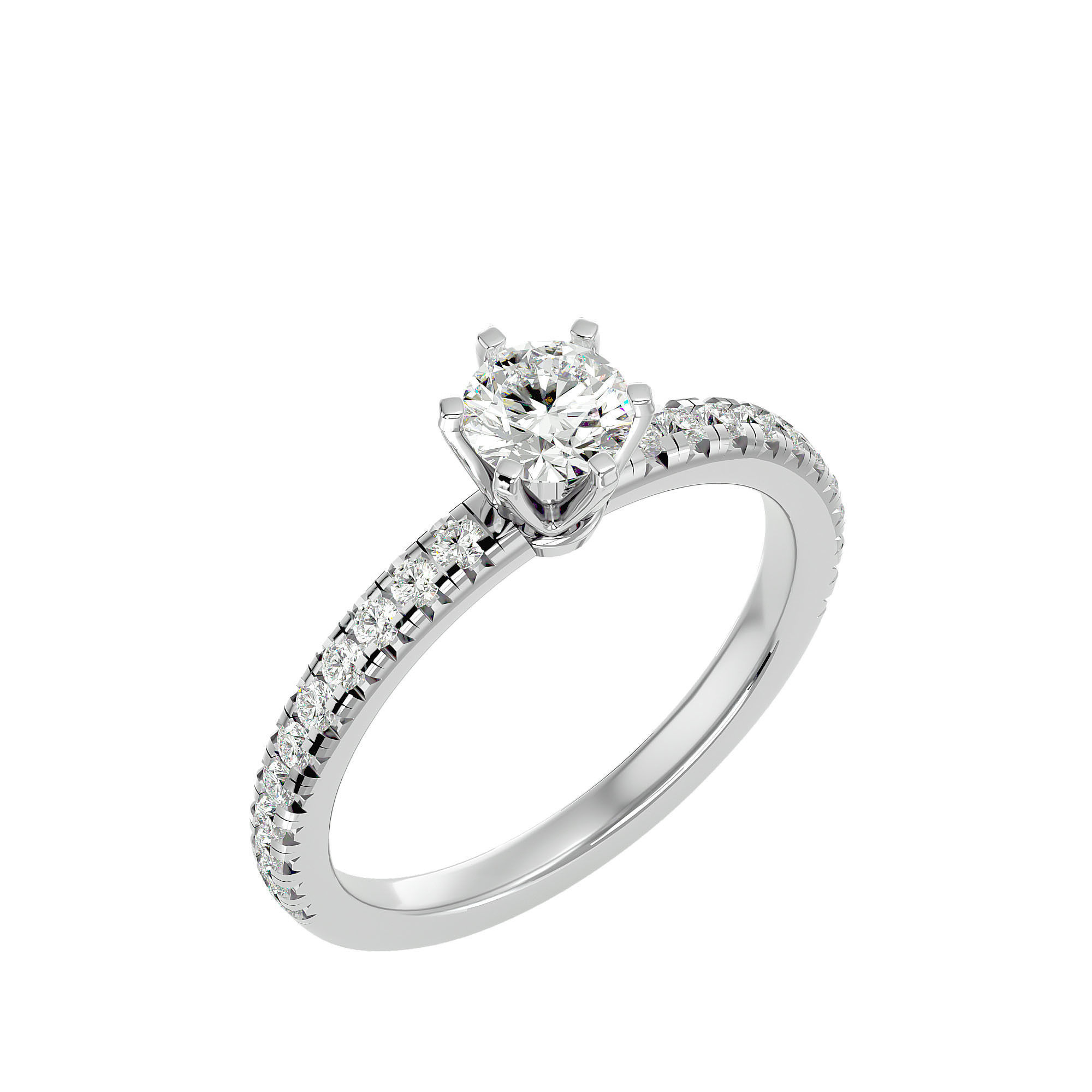 Solitaire wedding engagement ring with 360 view animation 3D print model_10