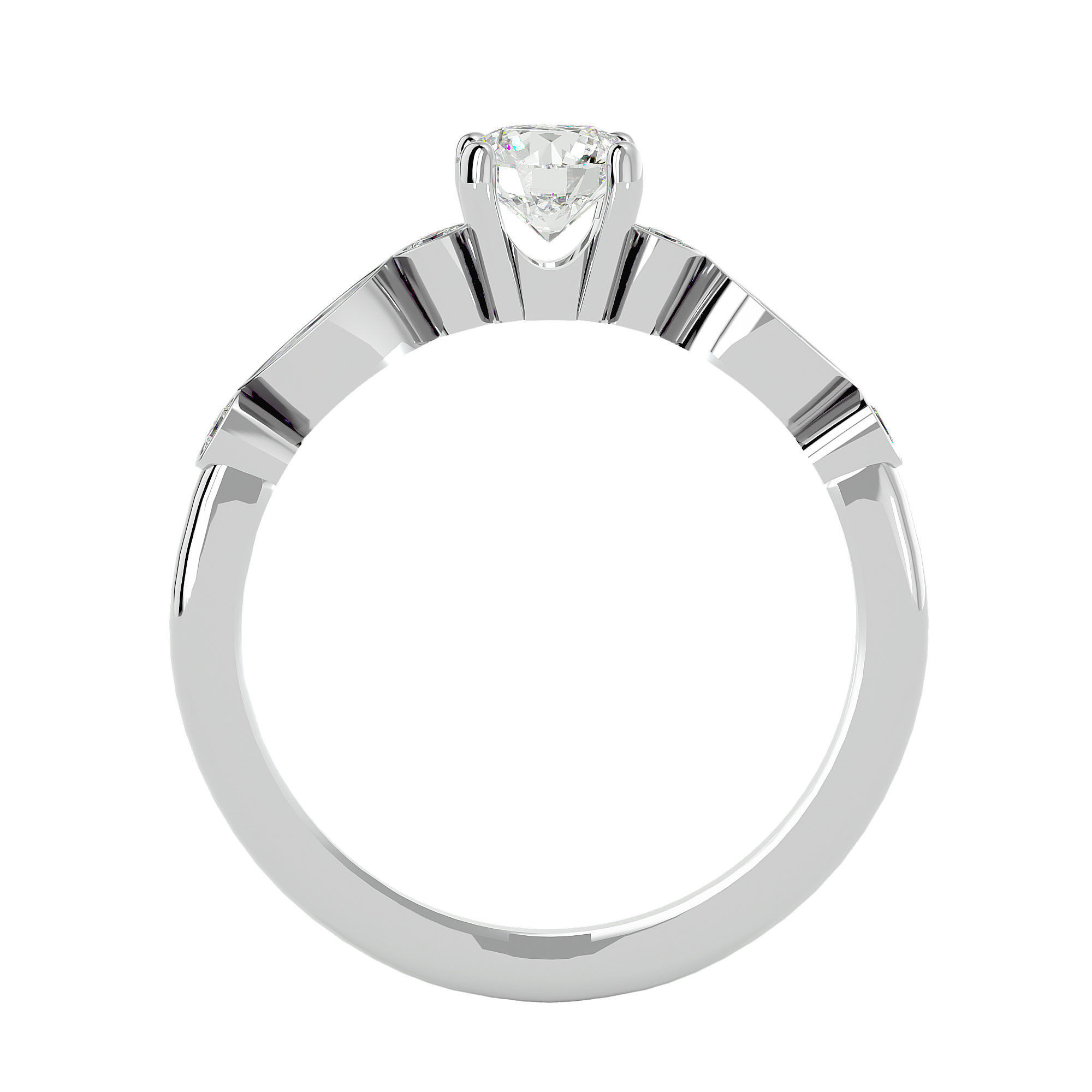 Solitaire wedding engagement ring with 360 view animation 3D print model_4