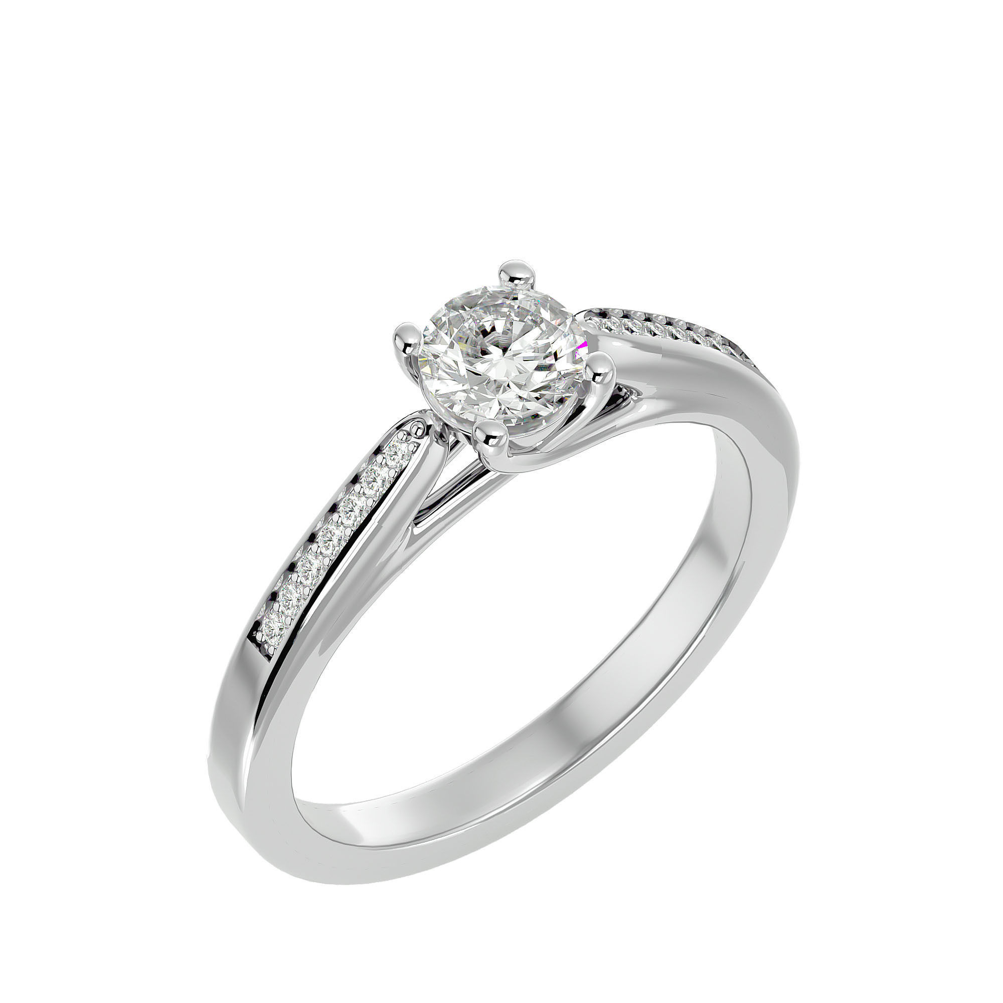 Solitaire wedding engagement ring with 360 view animation 3D print model_10